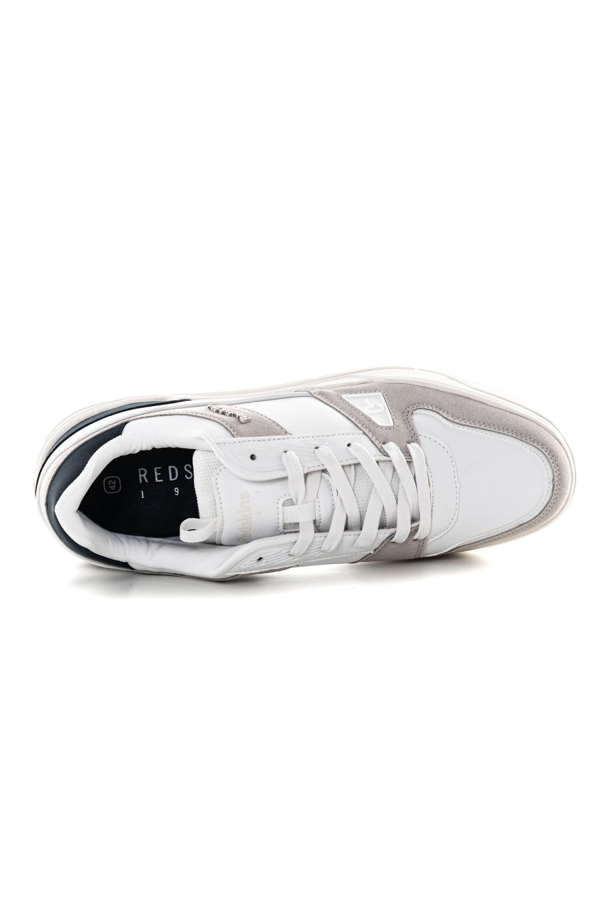 Navy gray white leather sneakers - Image n°3