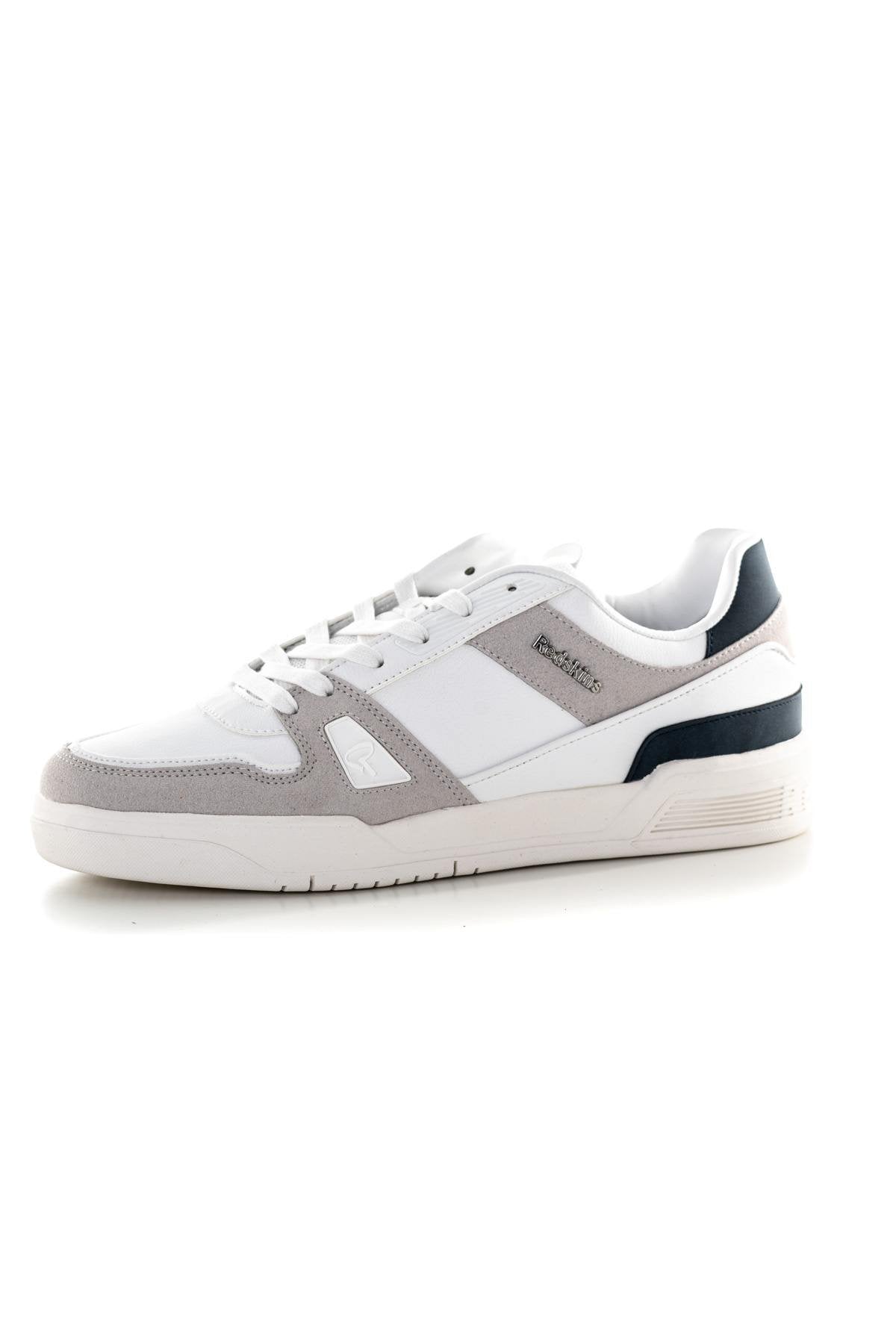 Navy gray white leather sneakers - Image n°7