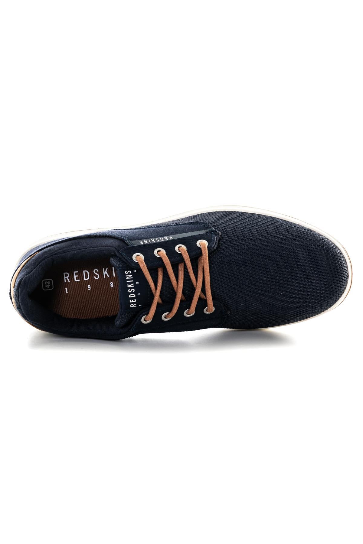 Cognac navy blue textile sneakers - Image n°3