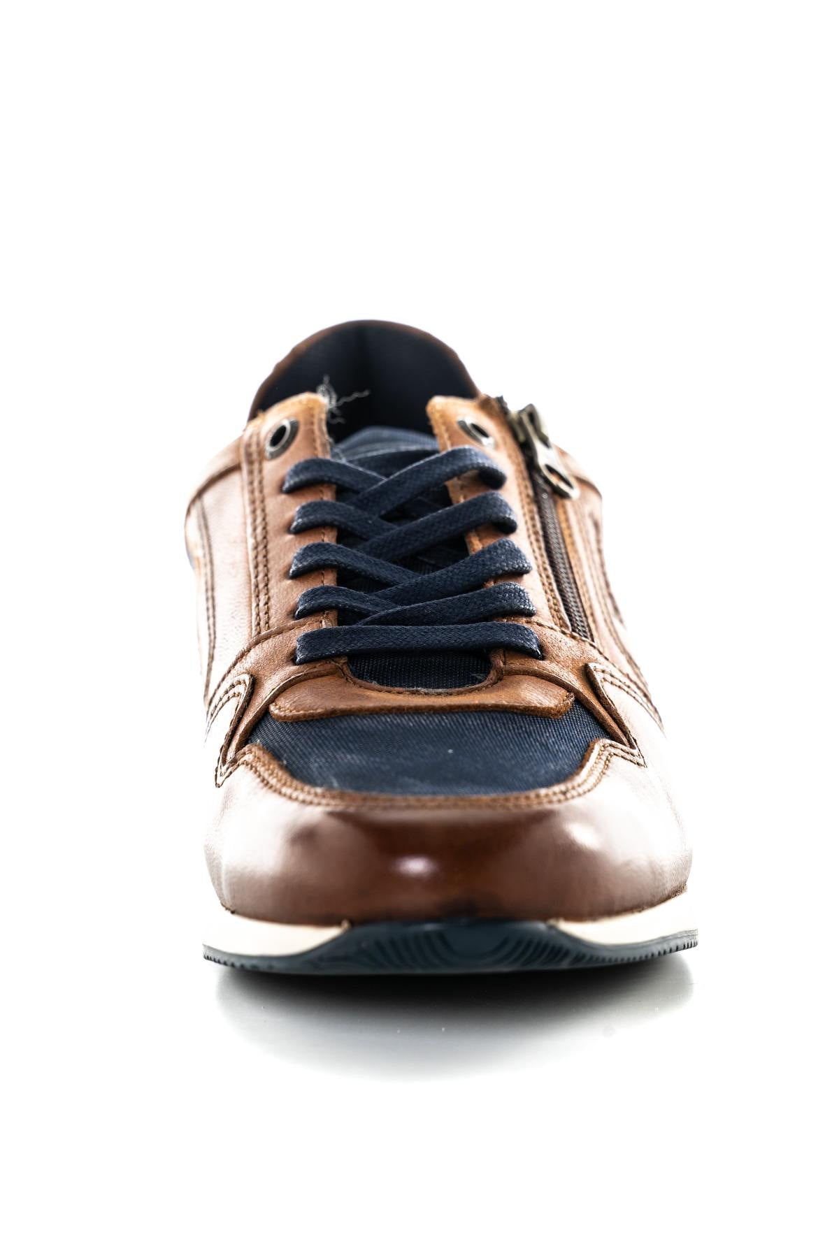 Navy cognac leather sneakers - Image n°5