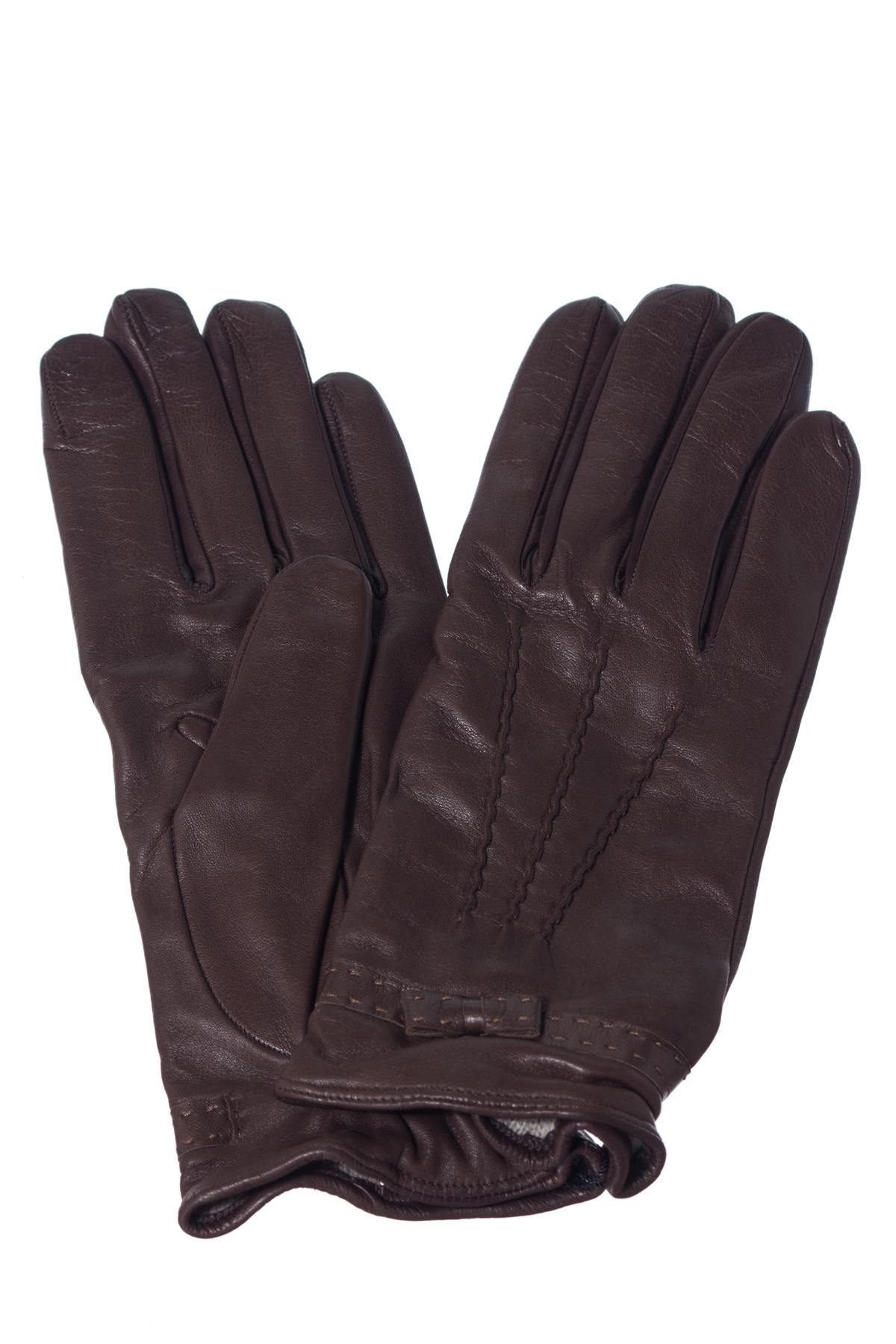  Women's sheepskin leather gloves with small bow - Image n°1