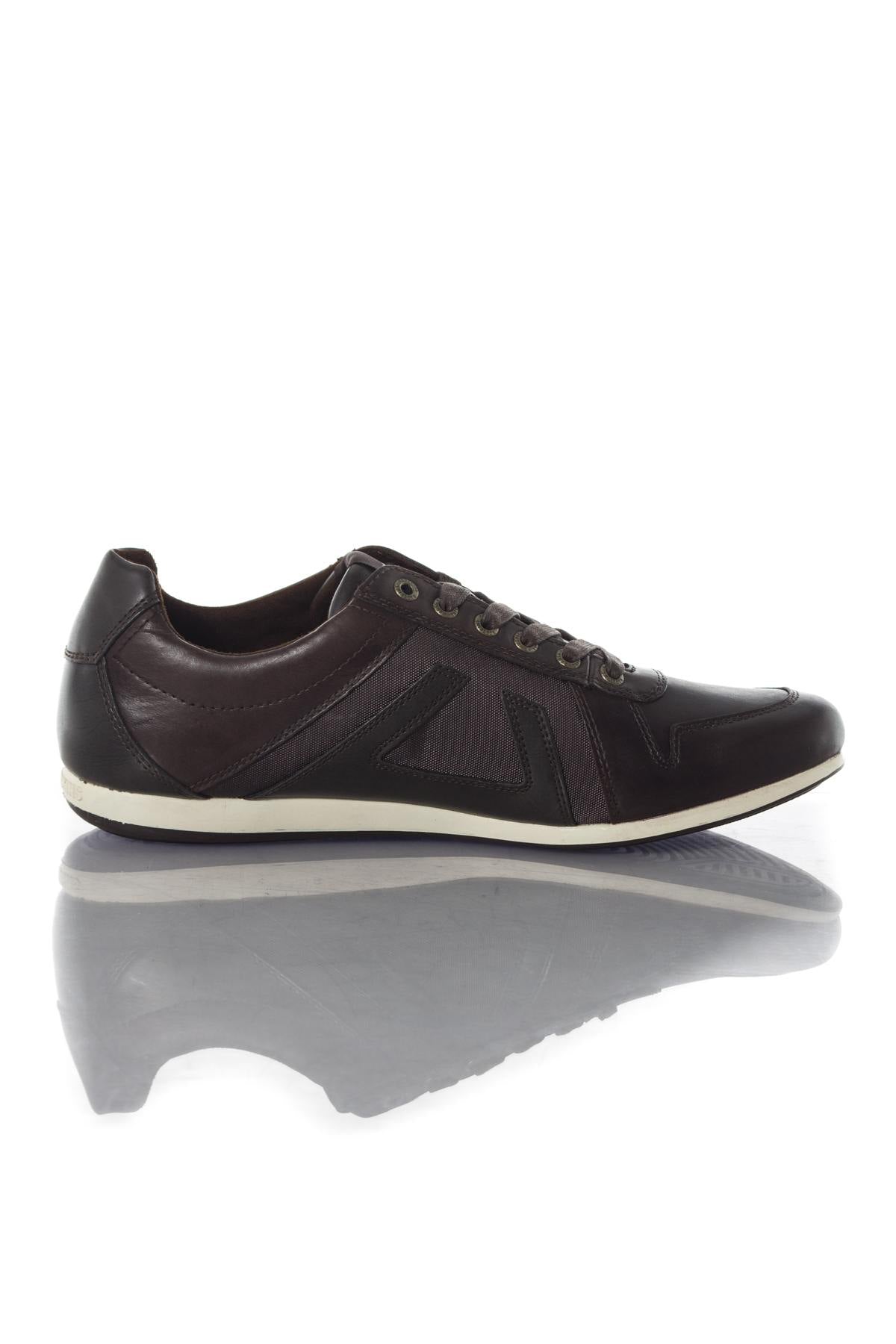 Chocolate-colored leather sneakers - Image n°2