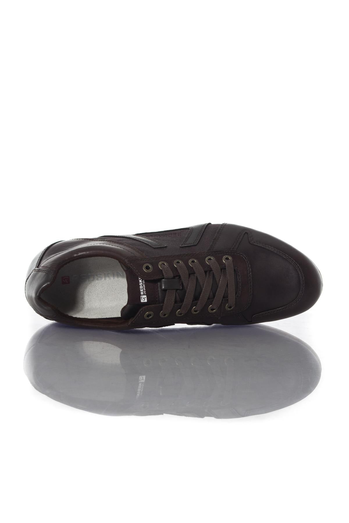 Chocolate-colored leather sneakers - Image n°3