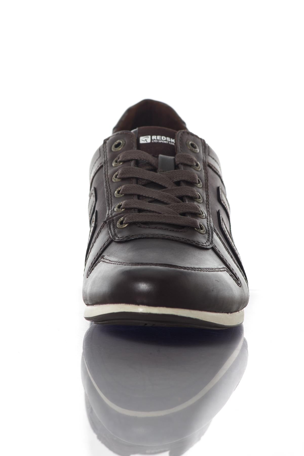 Chocolate-colored leather sneakers - Image n°5