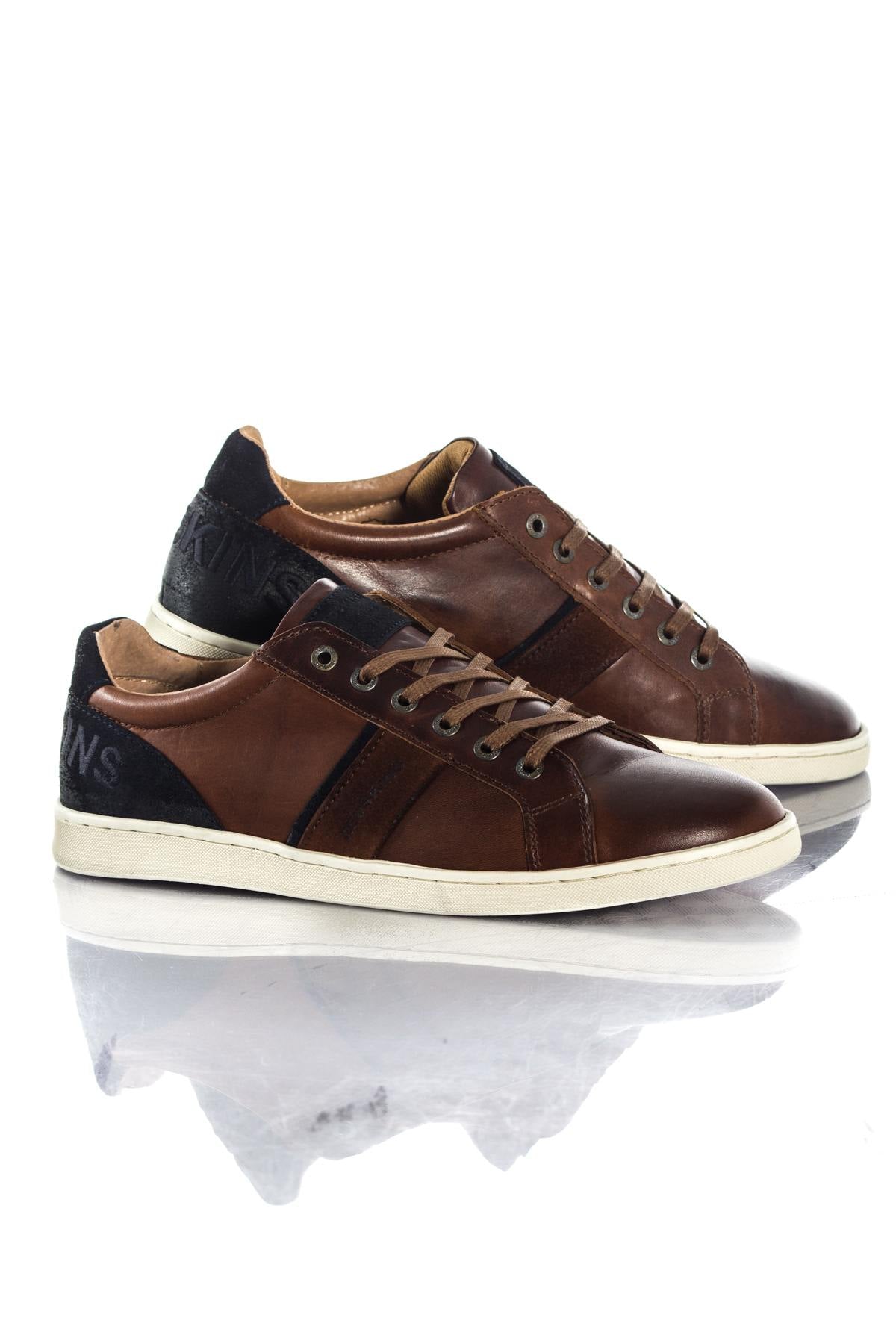 Brown and Navy Redskins Leather Sneakers - Image n°1