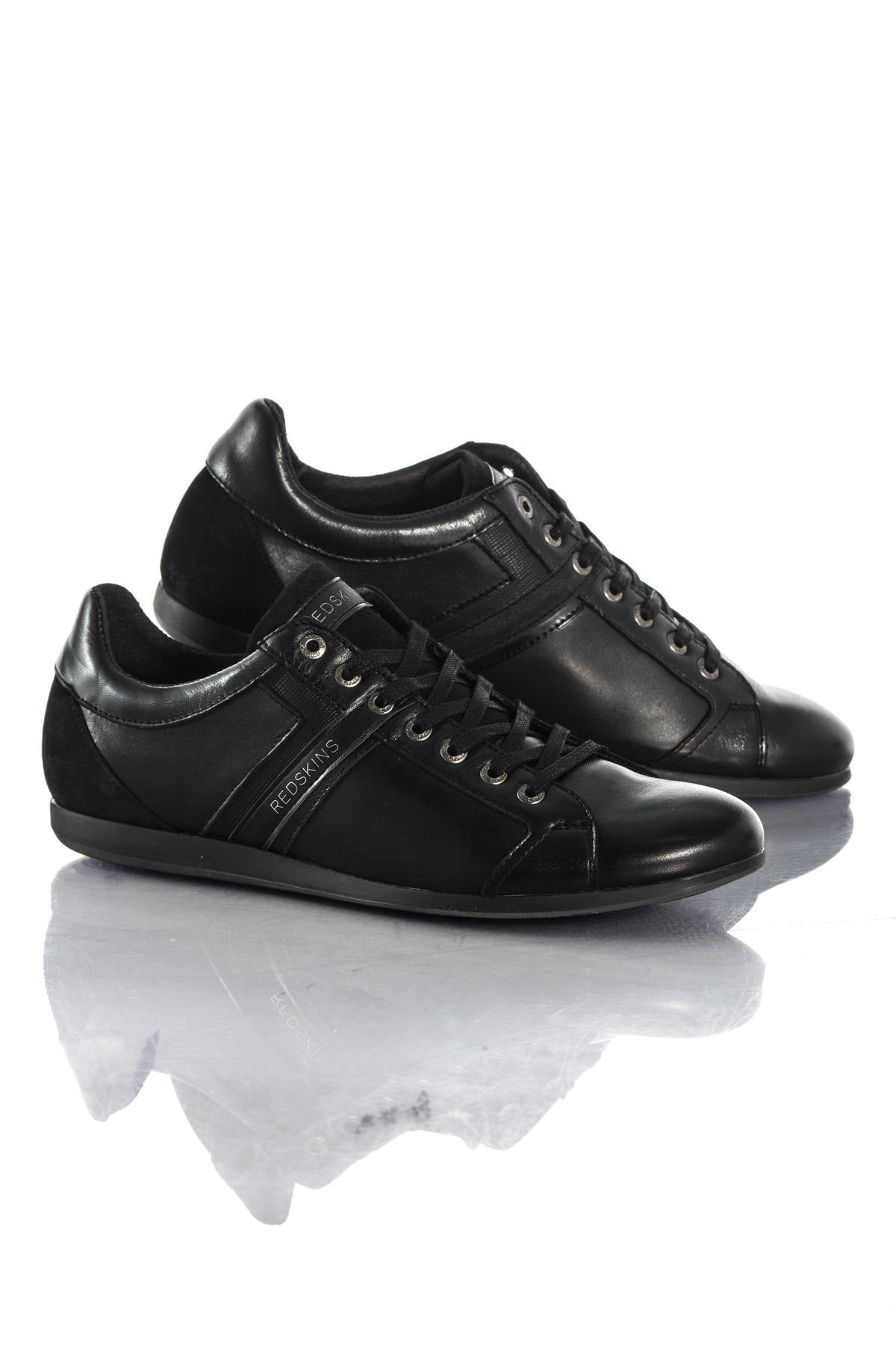 Black leather sneakers - Image n°1