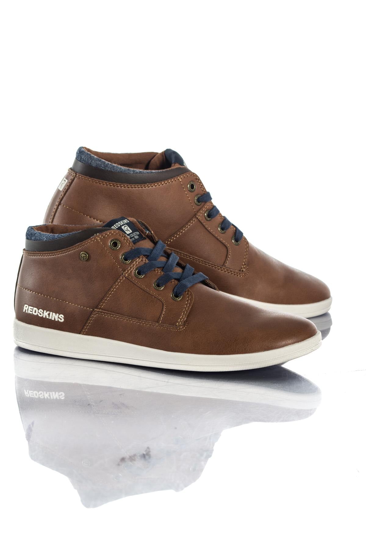 Redskins men's faux leather sneakers in cognac color - Image n°2