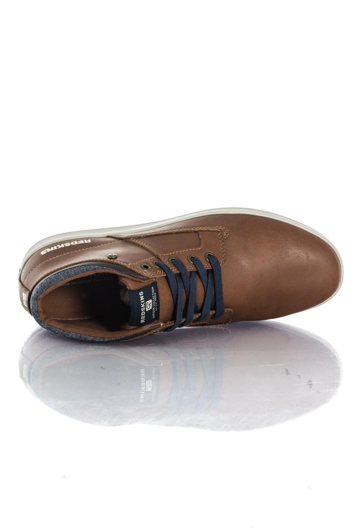 Redskins men's faux leather sneakers in cognac color - Image n°4