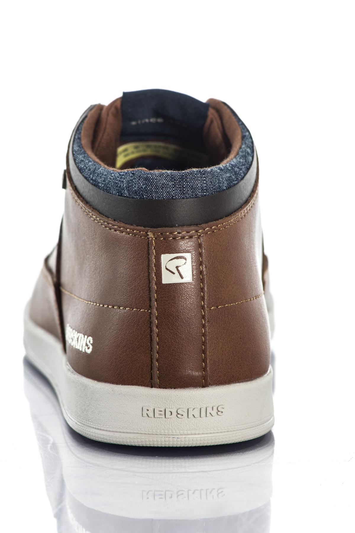 Redskins men's faux leather sneakers in cognac color - Image n°7