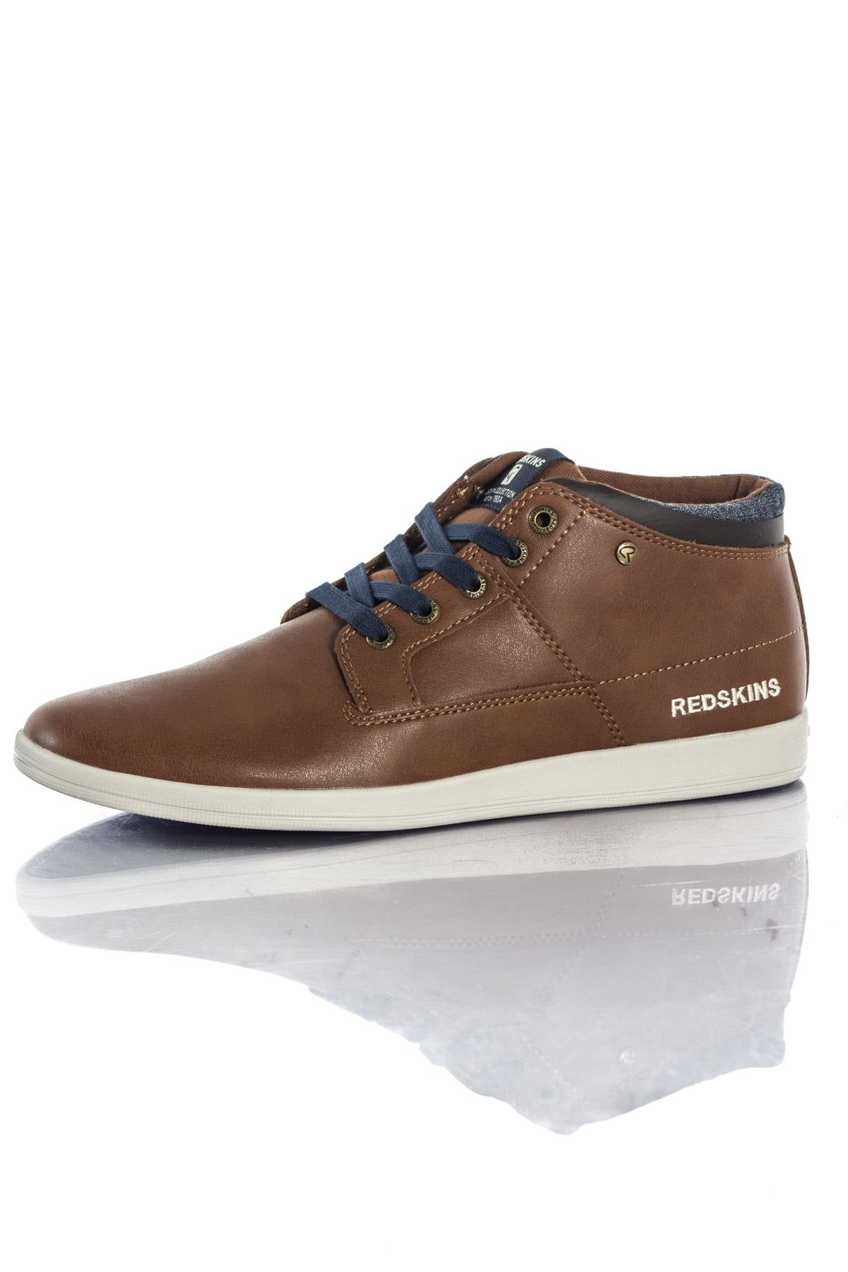 Redskins men's faux leather sneakers in cognac color - Image n°8