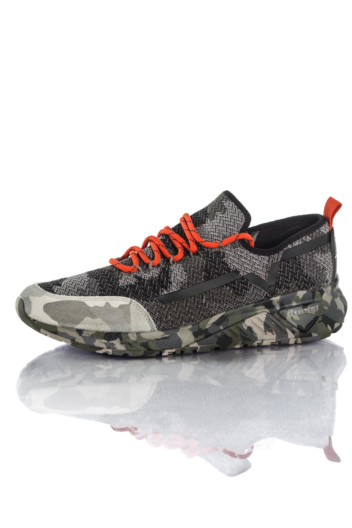 Diesel gray camouflage print canvas sneaker - Image n°7