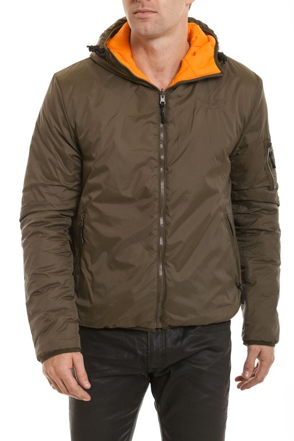 Men's Reversible Bomber Jacket Khaki/Orange - Image n°2