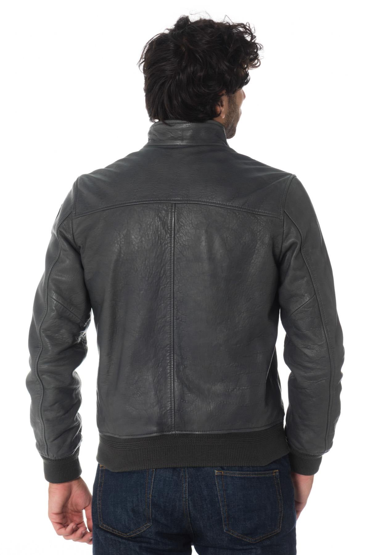 Blauer men's gray leather bombers - Image n°7