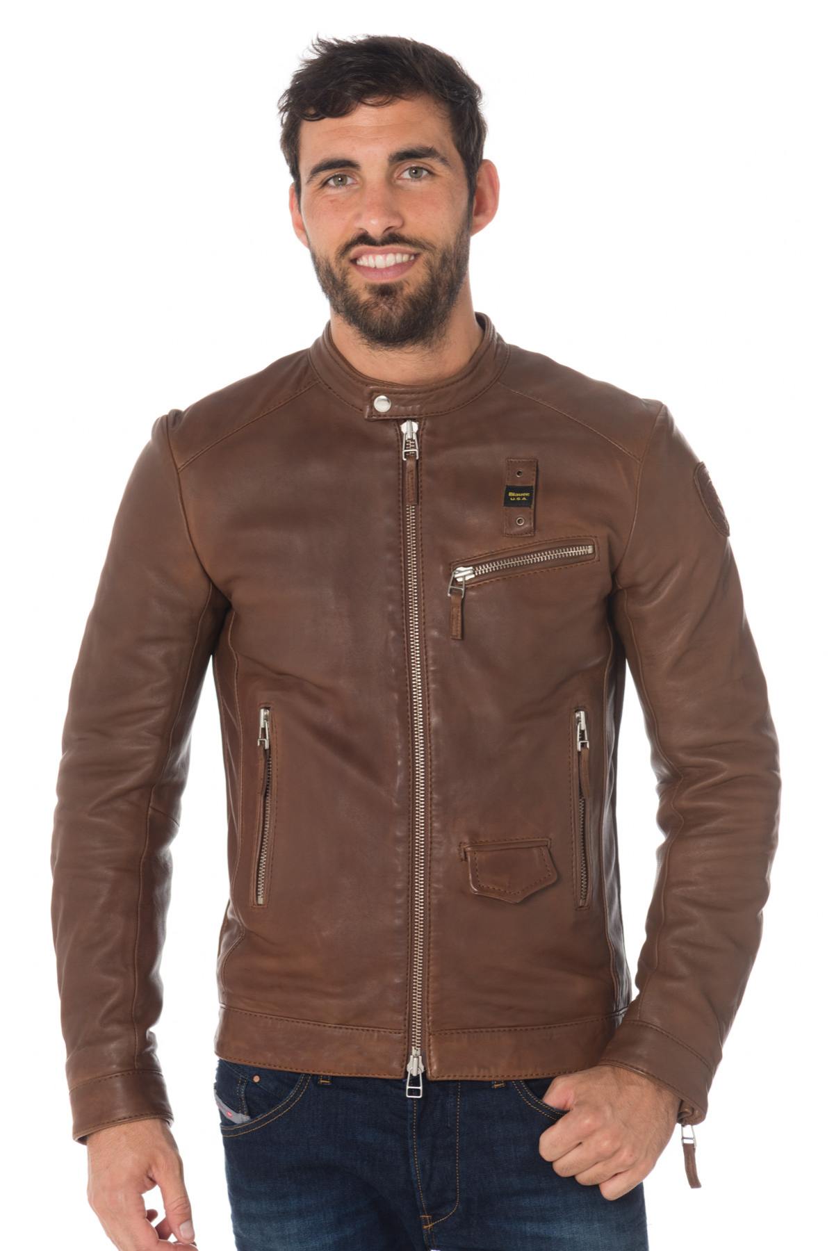 Blauer cognac sheepskin leather jacket - Image n°1