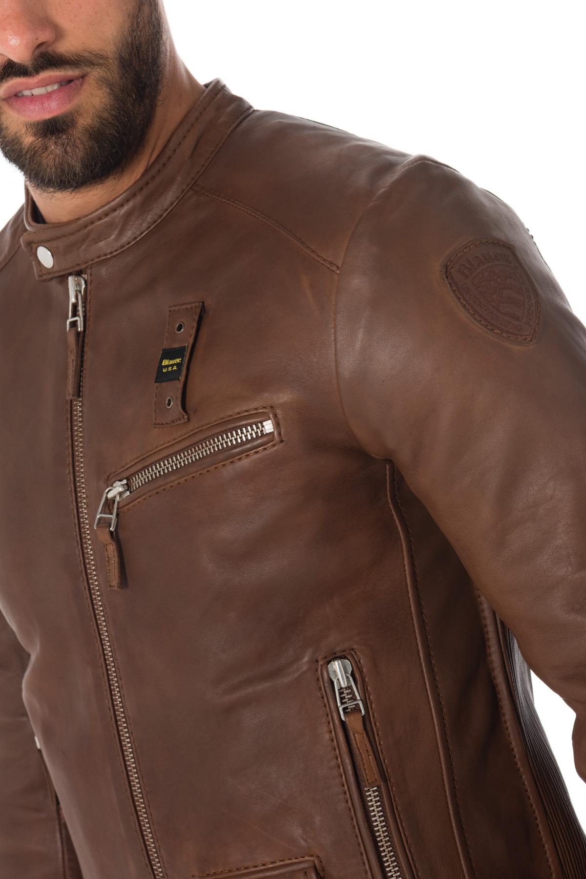 Blauer cognac sheepskin leather jacket - Image n°4