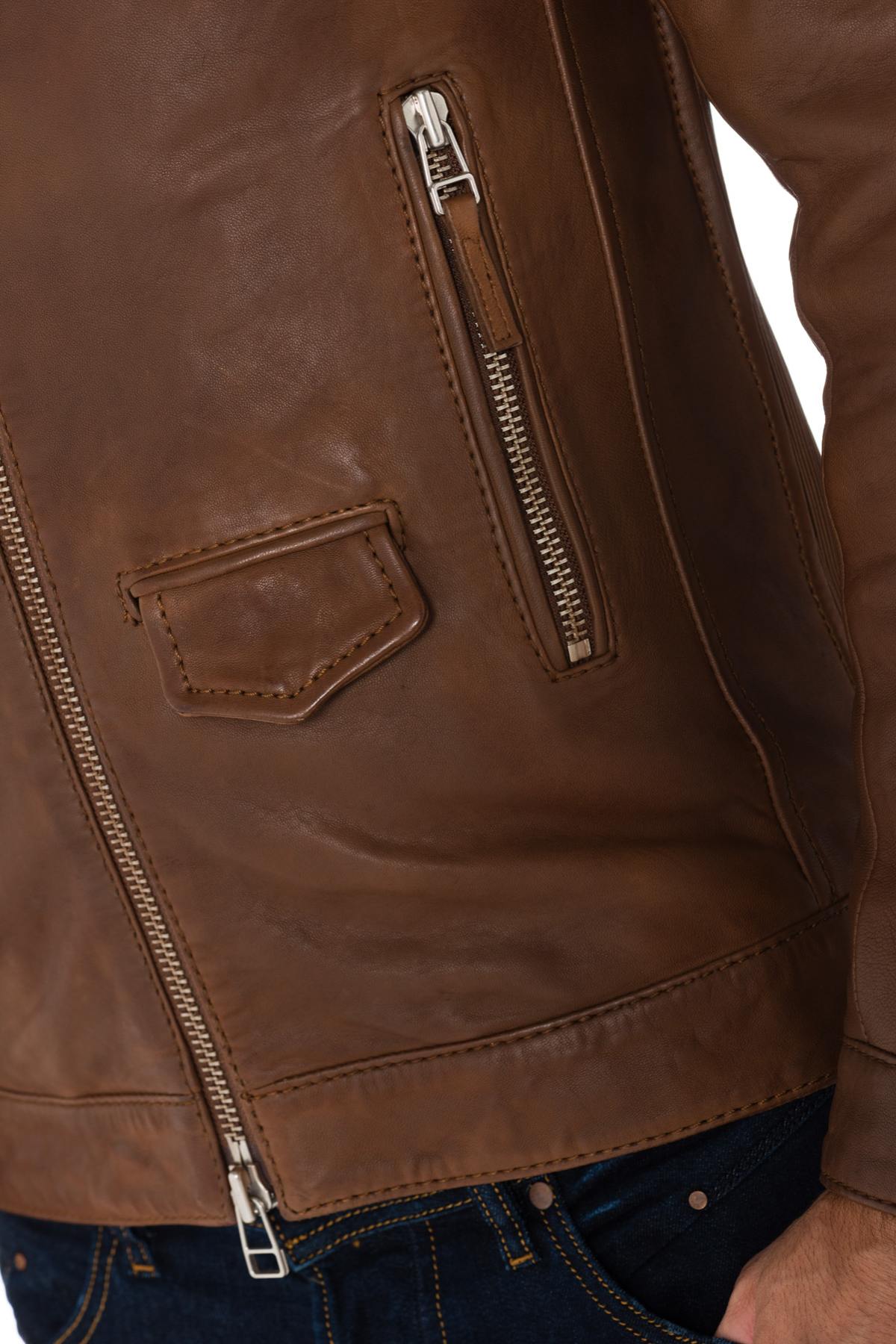 Blauer cognac sheepskin leather jacket - Image n°5