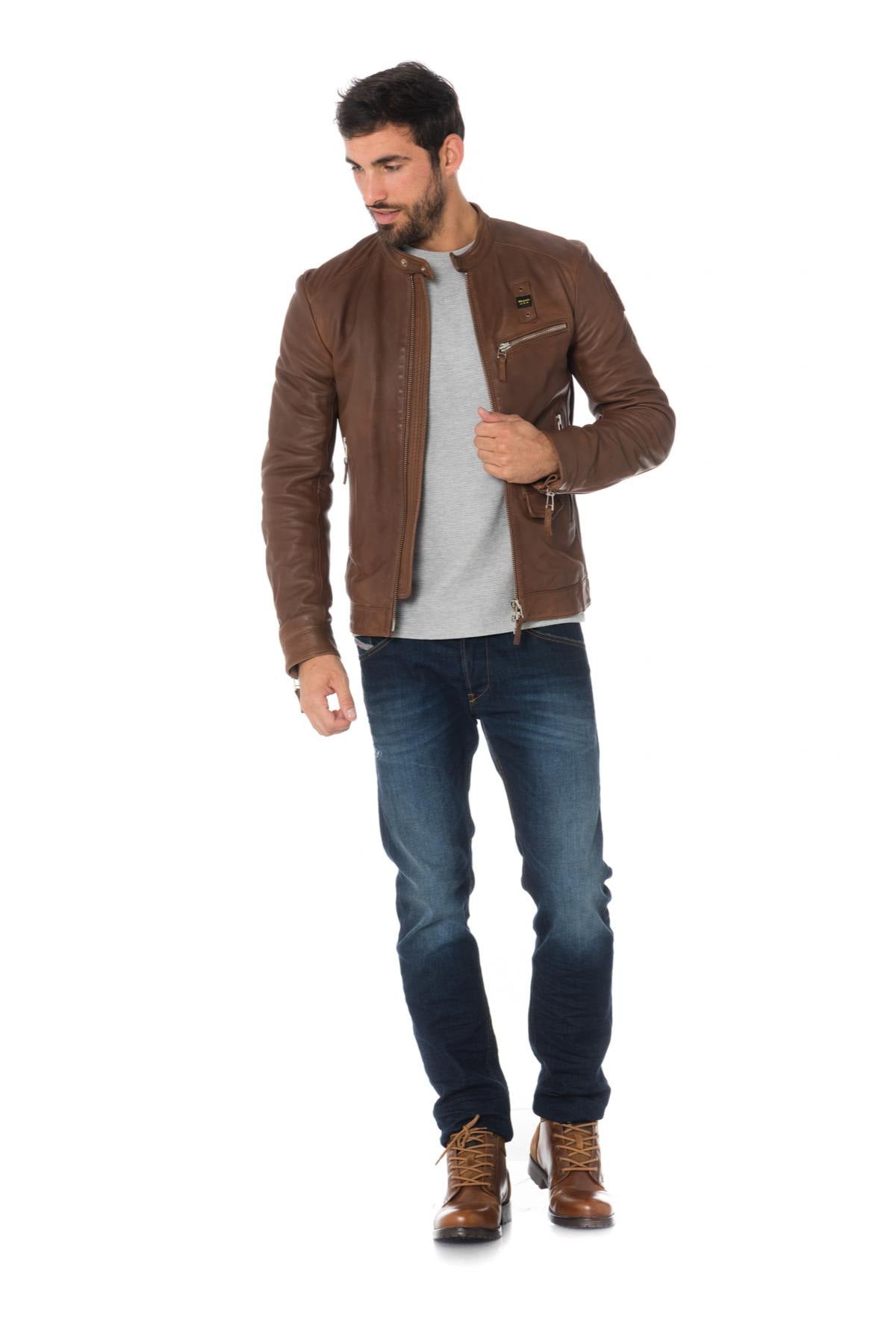 Blauer cognac sheepskin leather jacket - Image n°2