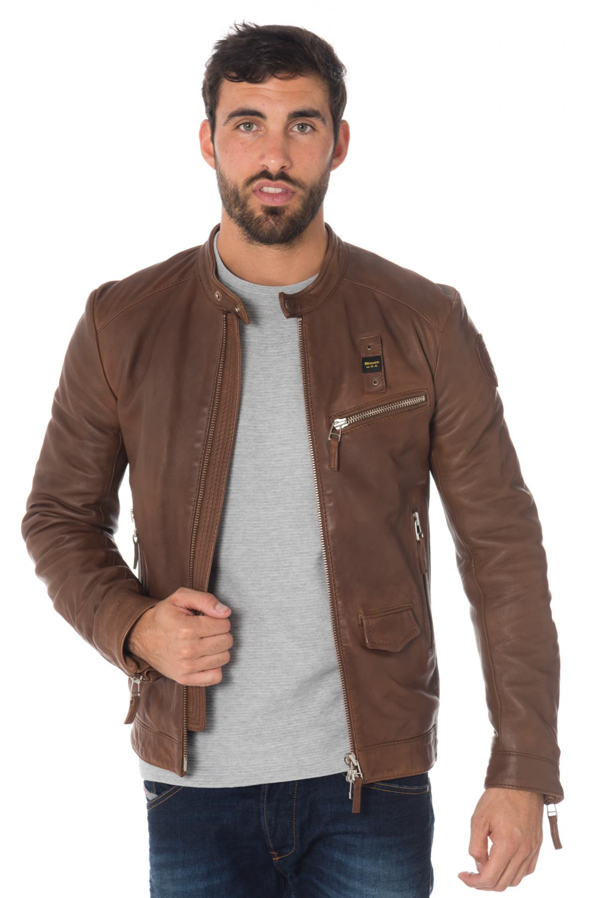 Blauer cognac sheepskin leather jacket - Image n°3