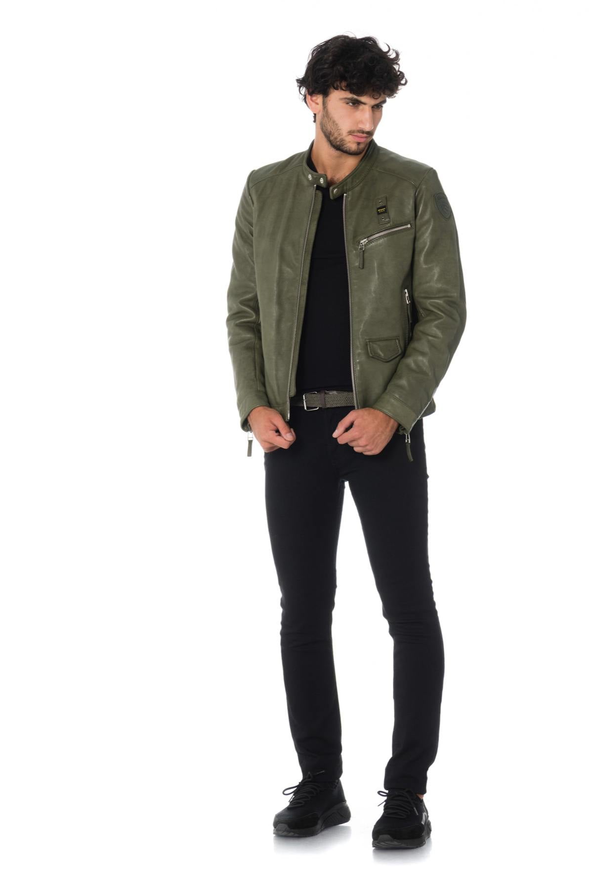 Blauer khaki biker collar jacket - Image n°2