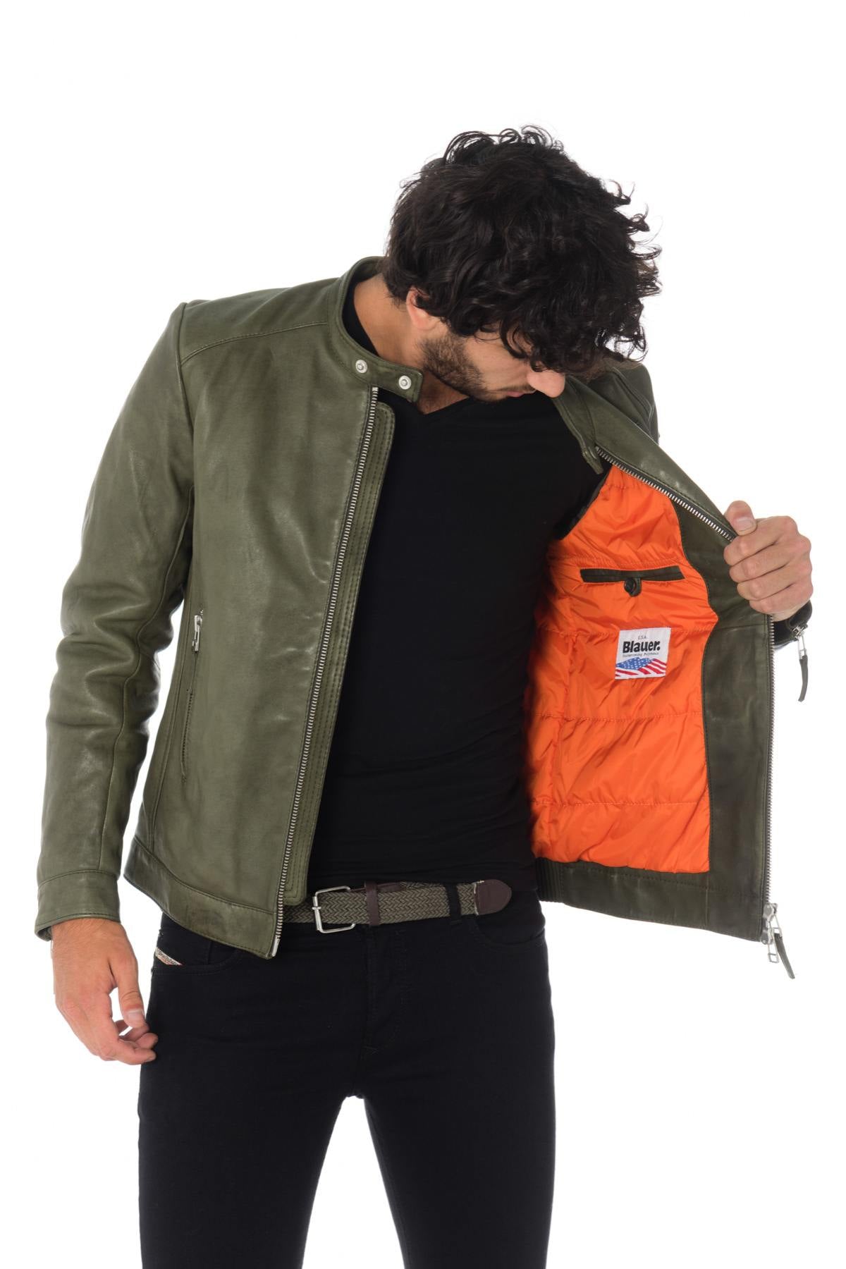 Blauer khaki biker collar jacket - Image n°4