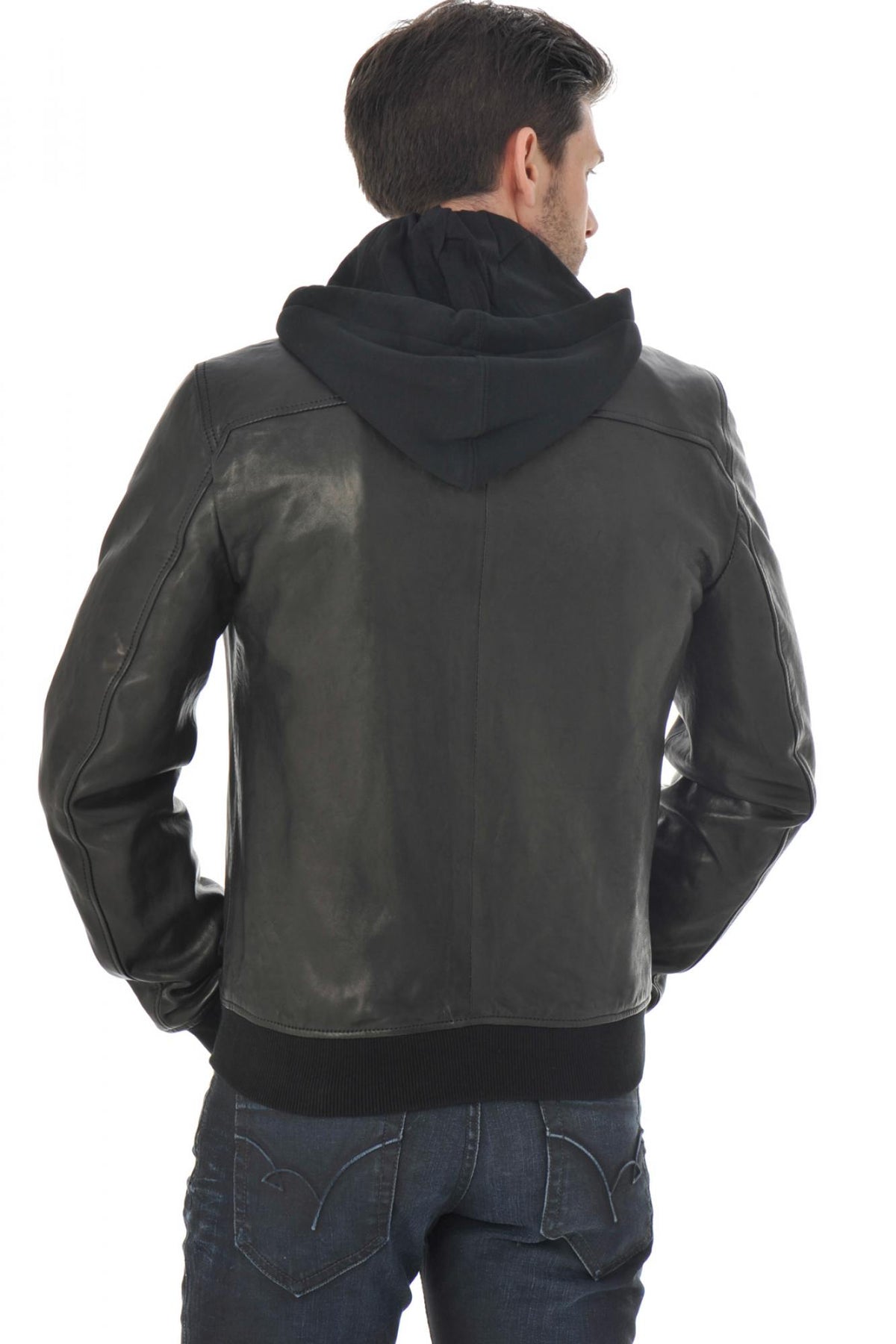 Chevignon jacket in black lambskin - Image n°5