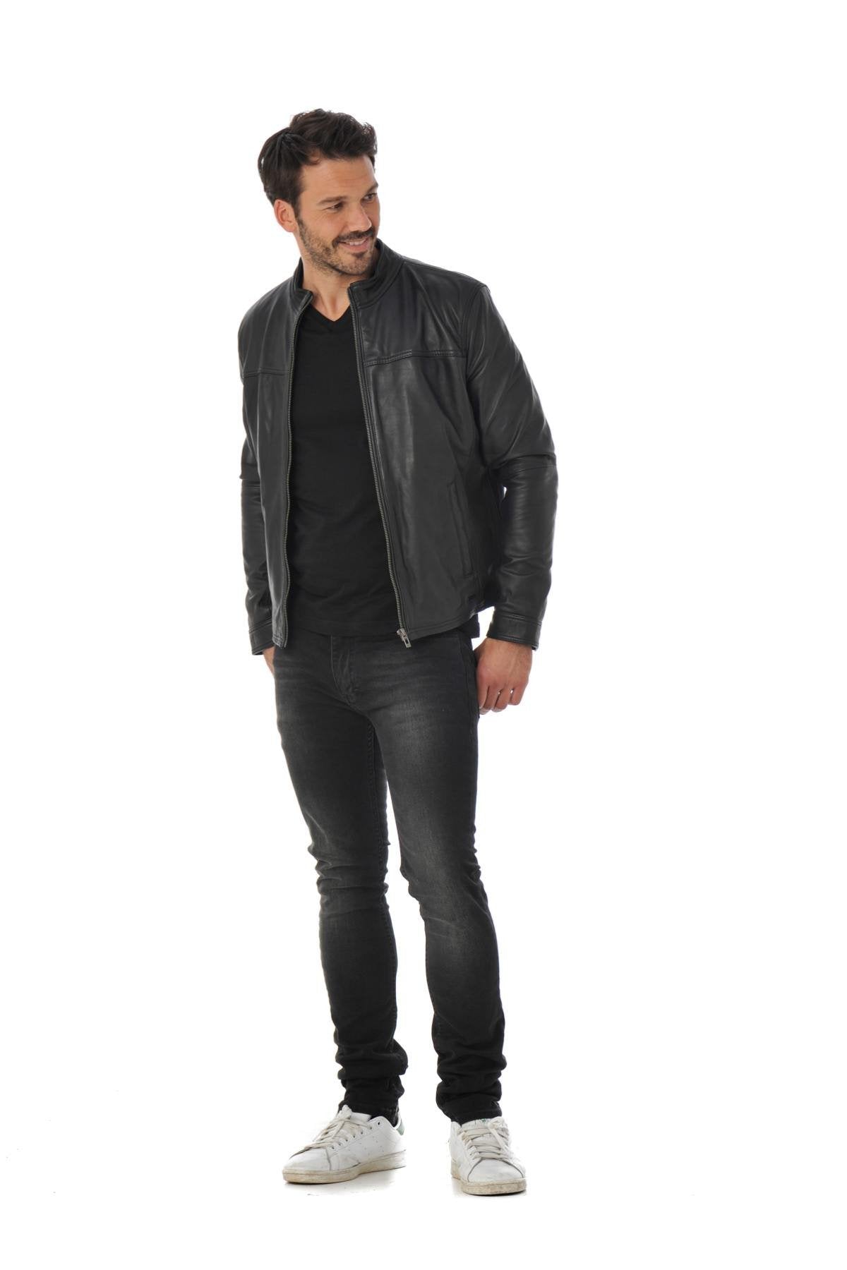 Cityzen jacket in black cowhide leather - Image n°2