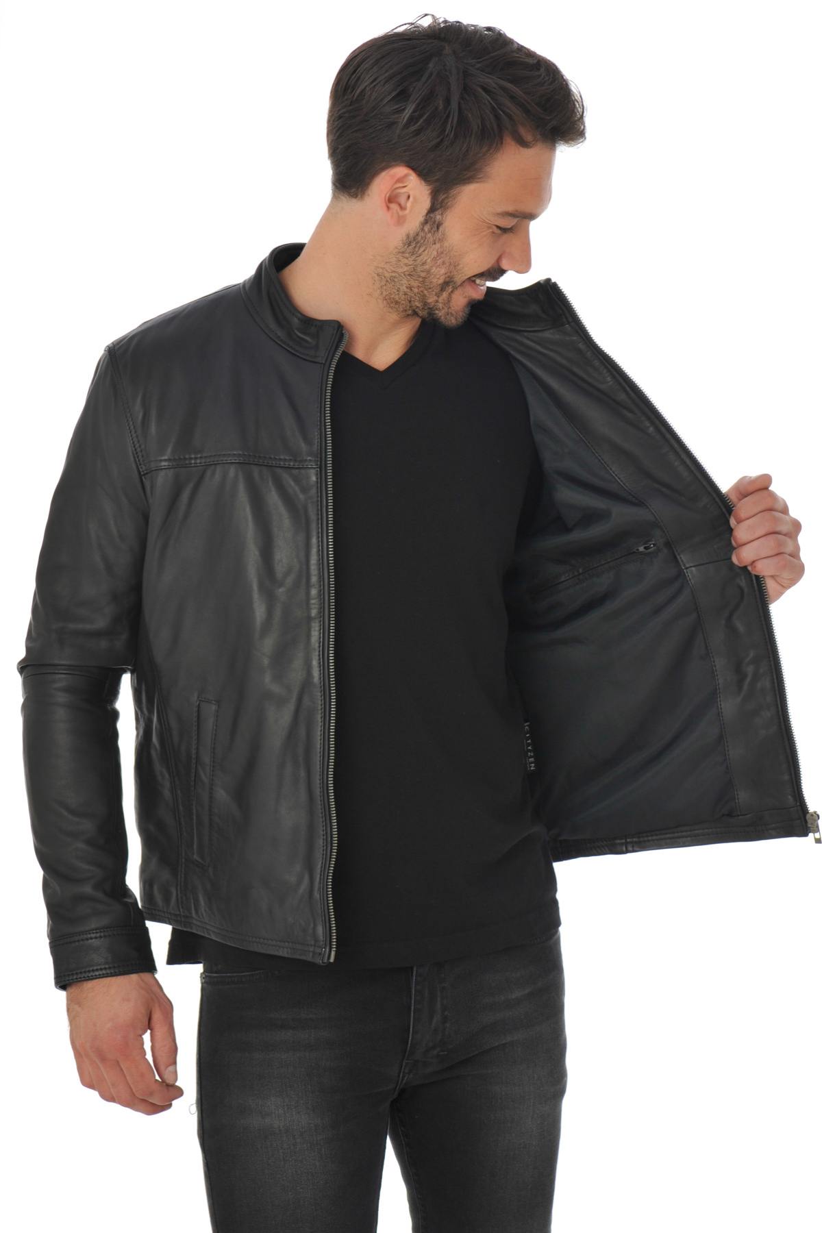 Cityzen jacket in black cowhide leather - Image n°5