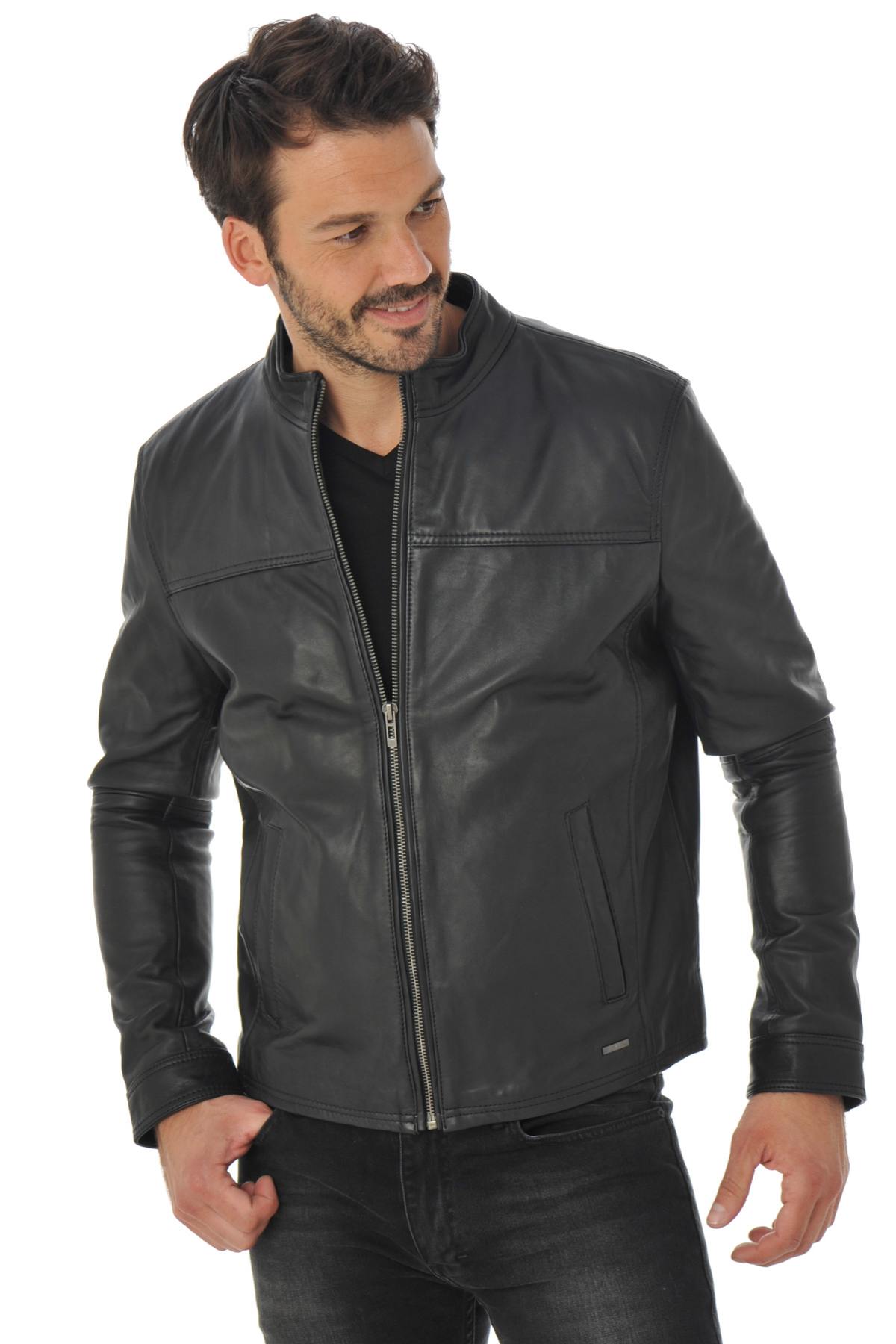 Cityzen jacket in black cowhide leather - Image n°1