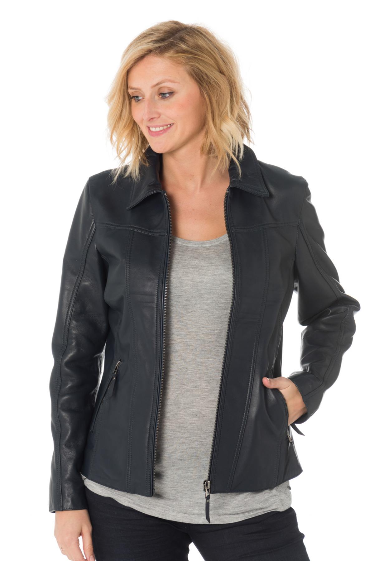 Cityzen sheepskin leather jacket with shirt collar - Image n°3