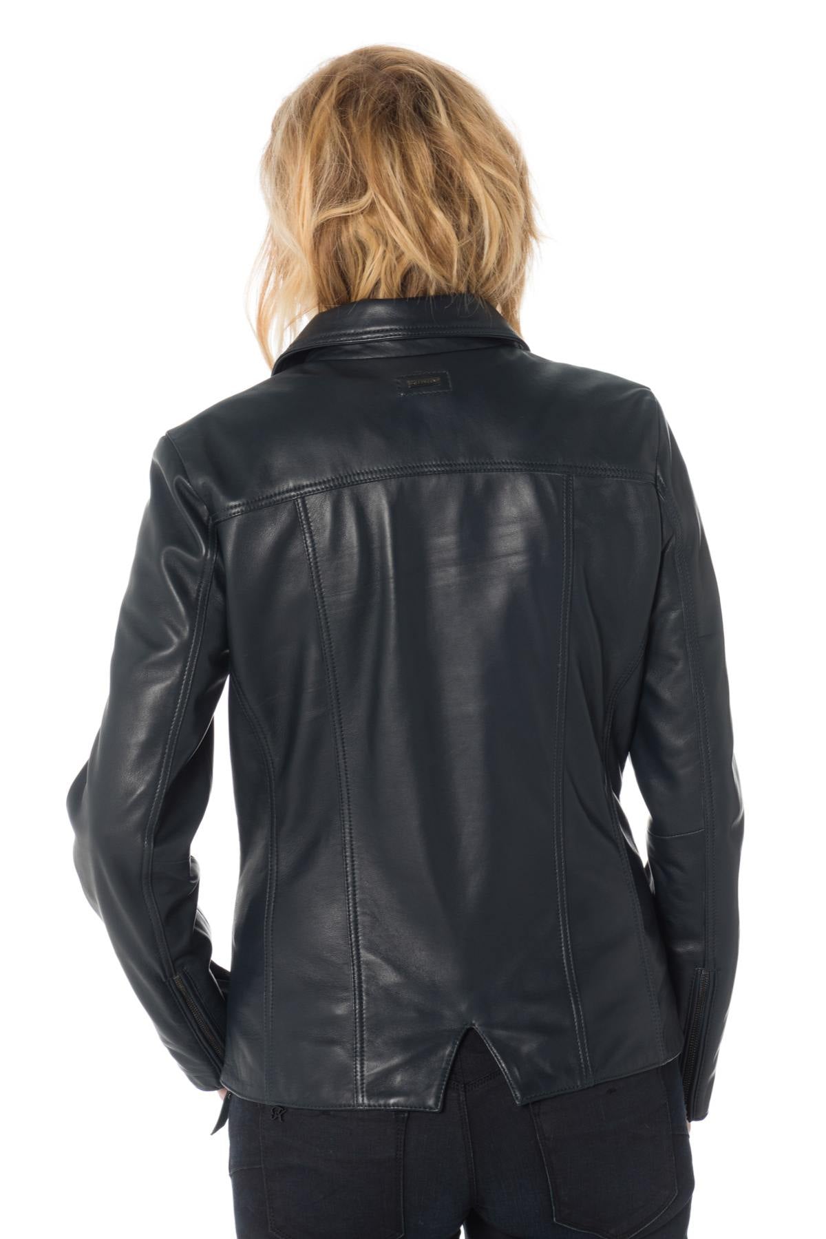 Cityzen sheepskin leather jacket with shirt collar - Image n°5