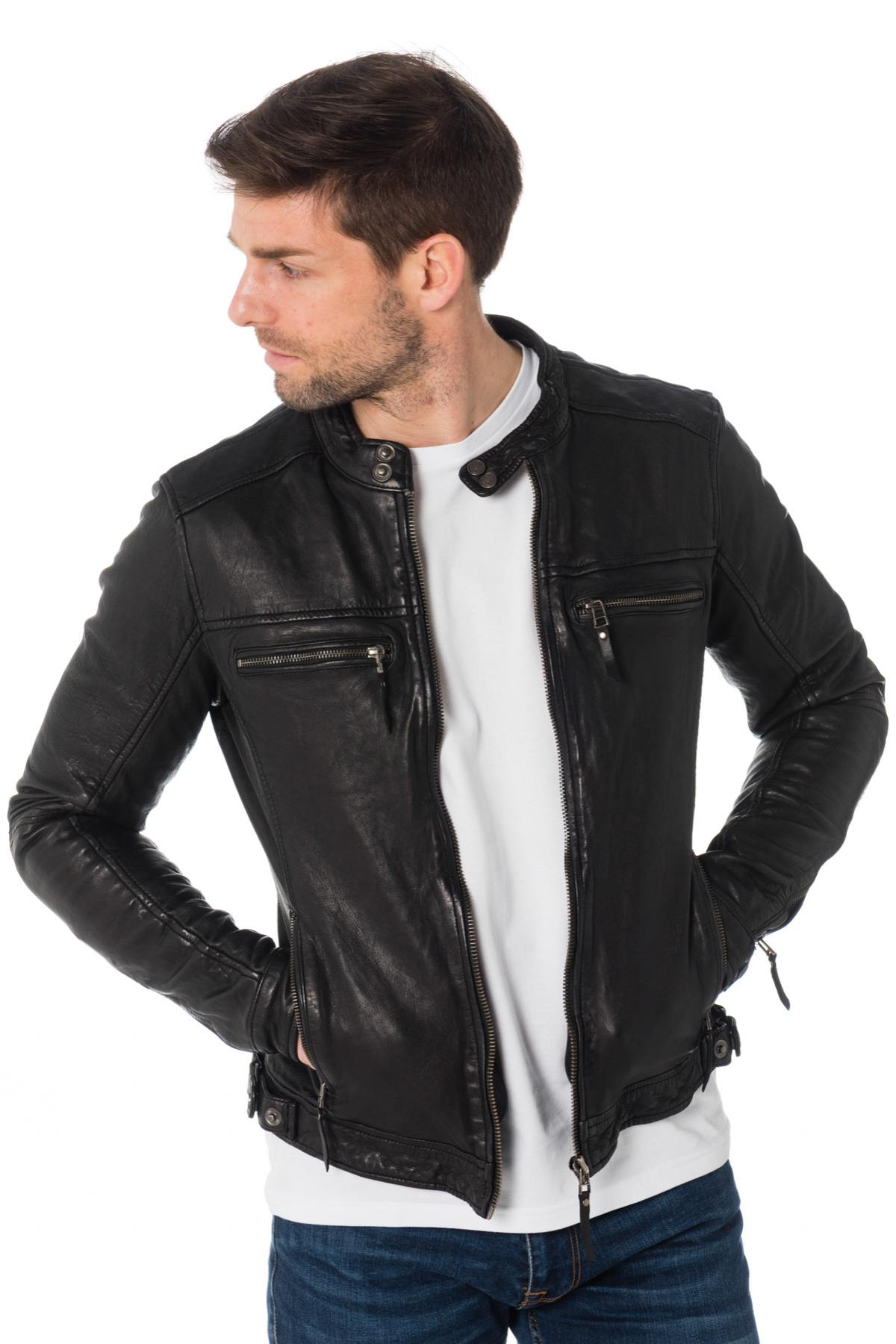 Men's skinny-fit sheepskin leather jacket - Image n°3