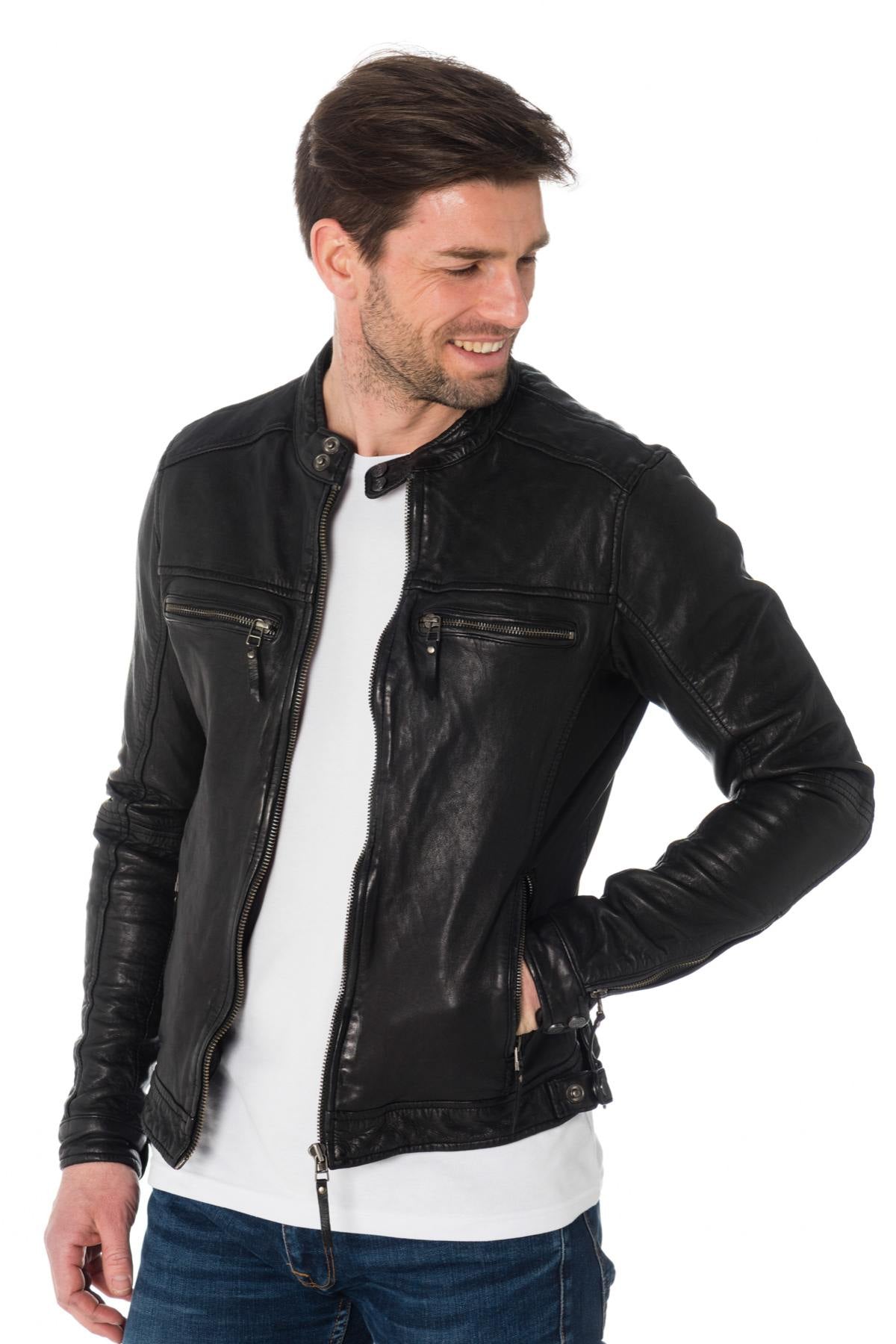 Men's skinny-fit sheepskin leather jacket - Image n°4