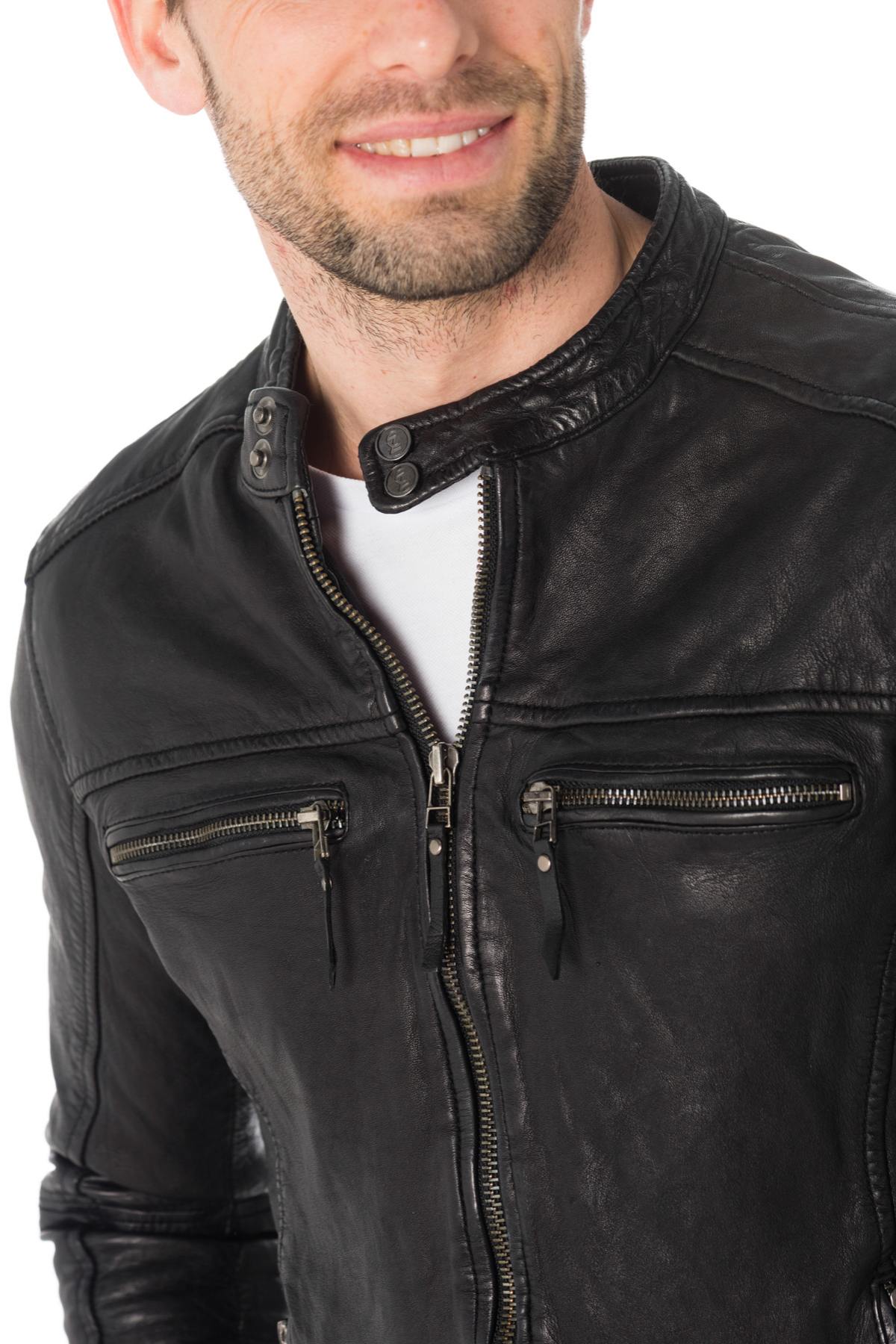 Men's skinny-fit sheepskin leather jacket - Image n°8