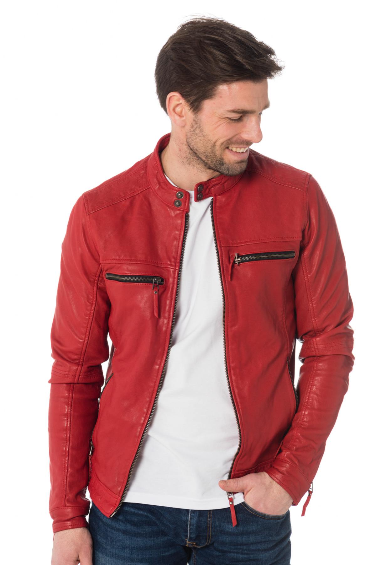 Cityzen red sheepskin leather jacket - Image n°2