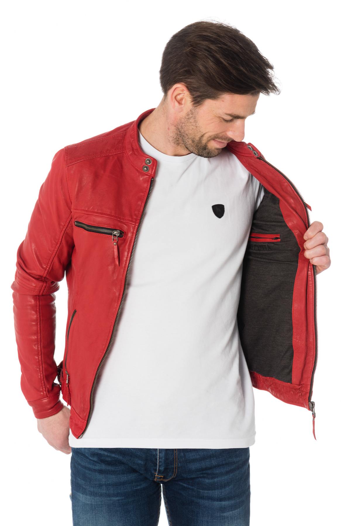 Cityzen red sheepskin leather jacket - Image n°3