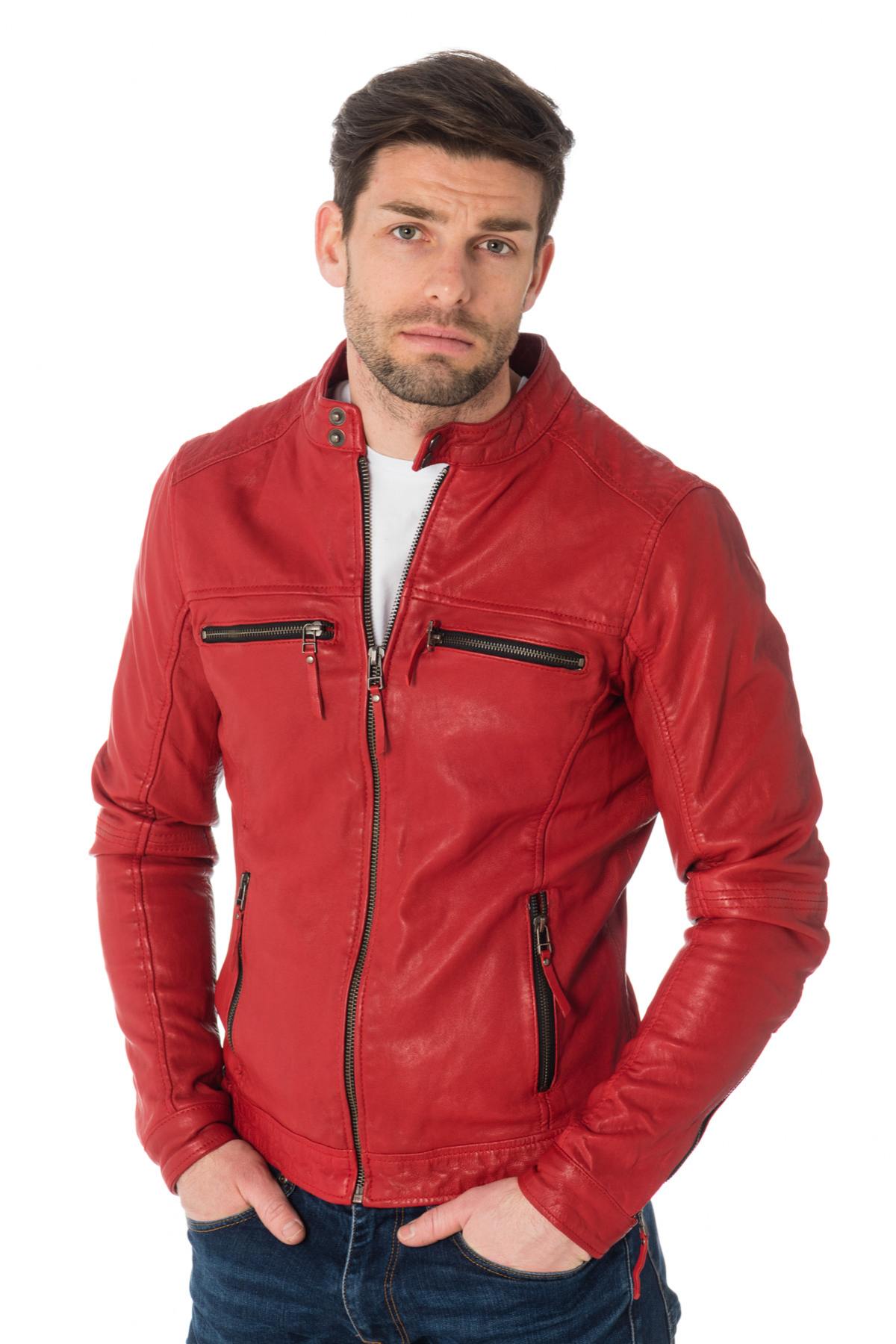 Cityzen red sheepskin leather jacket - Image n°5