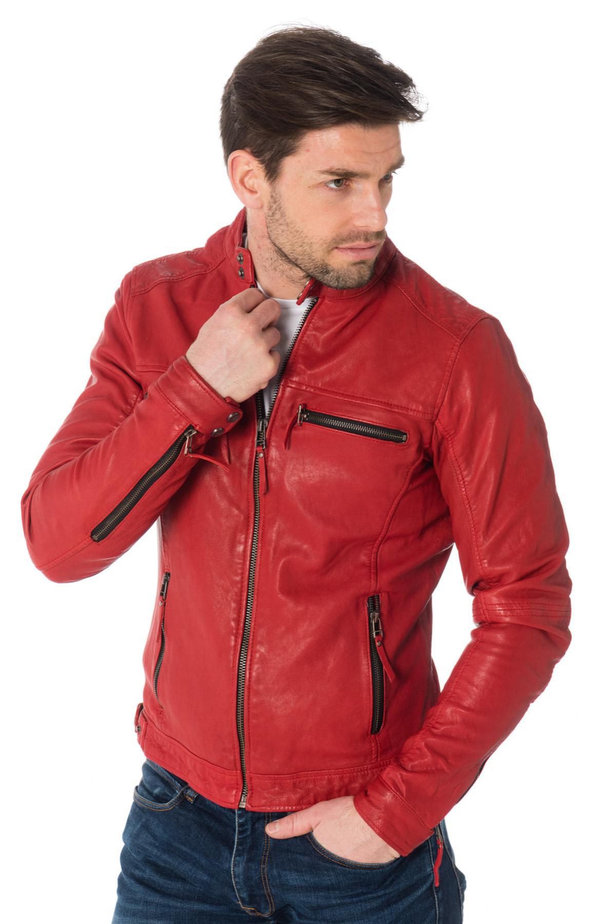 Cityzen red sheepskin leather jacket - Image n°4