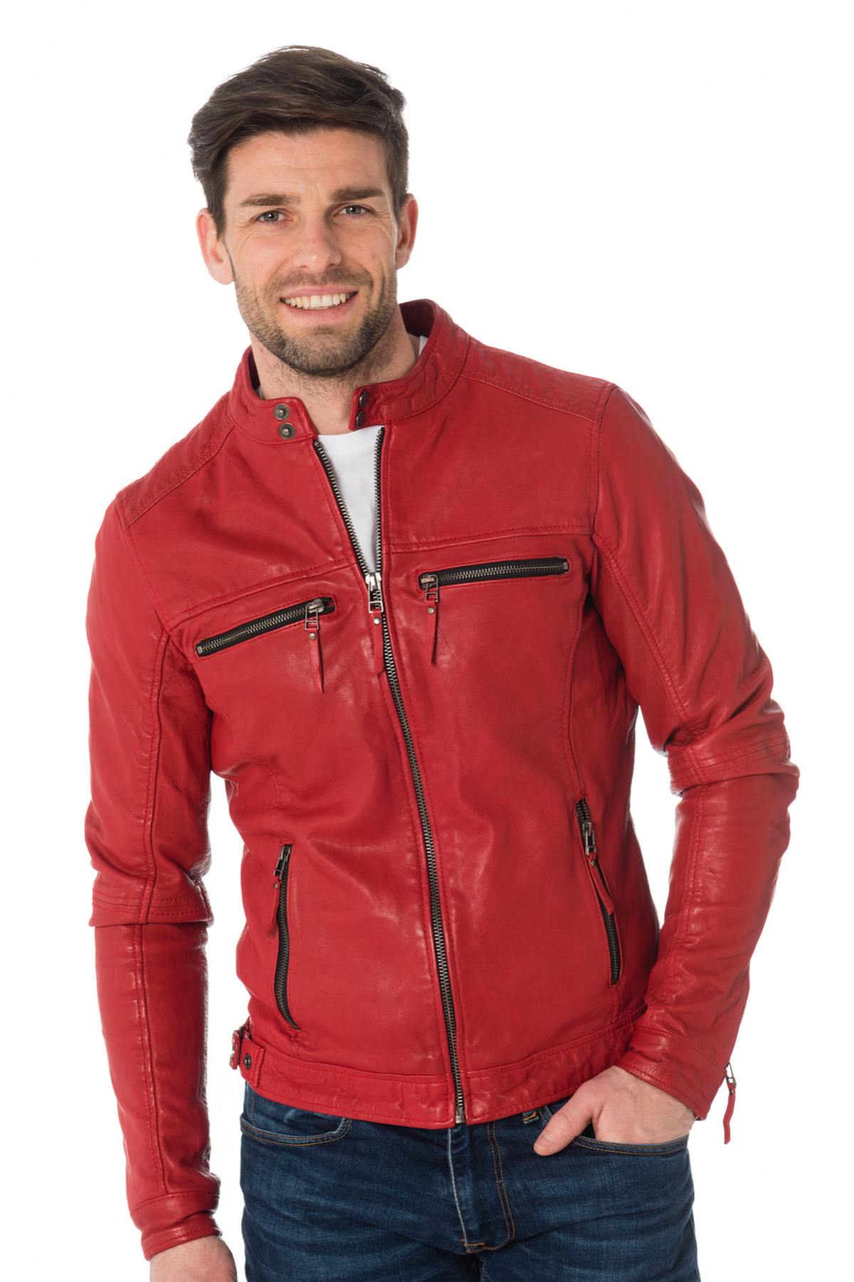 Cityzen red sheepskin leather jacket - Image n°1