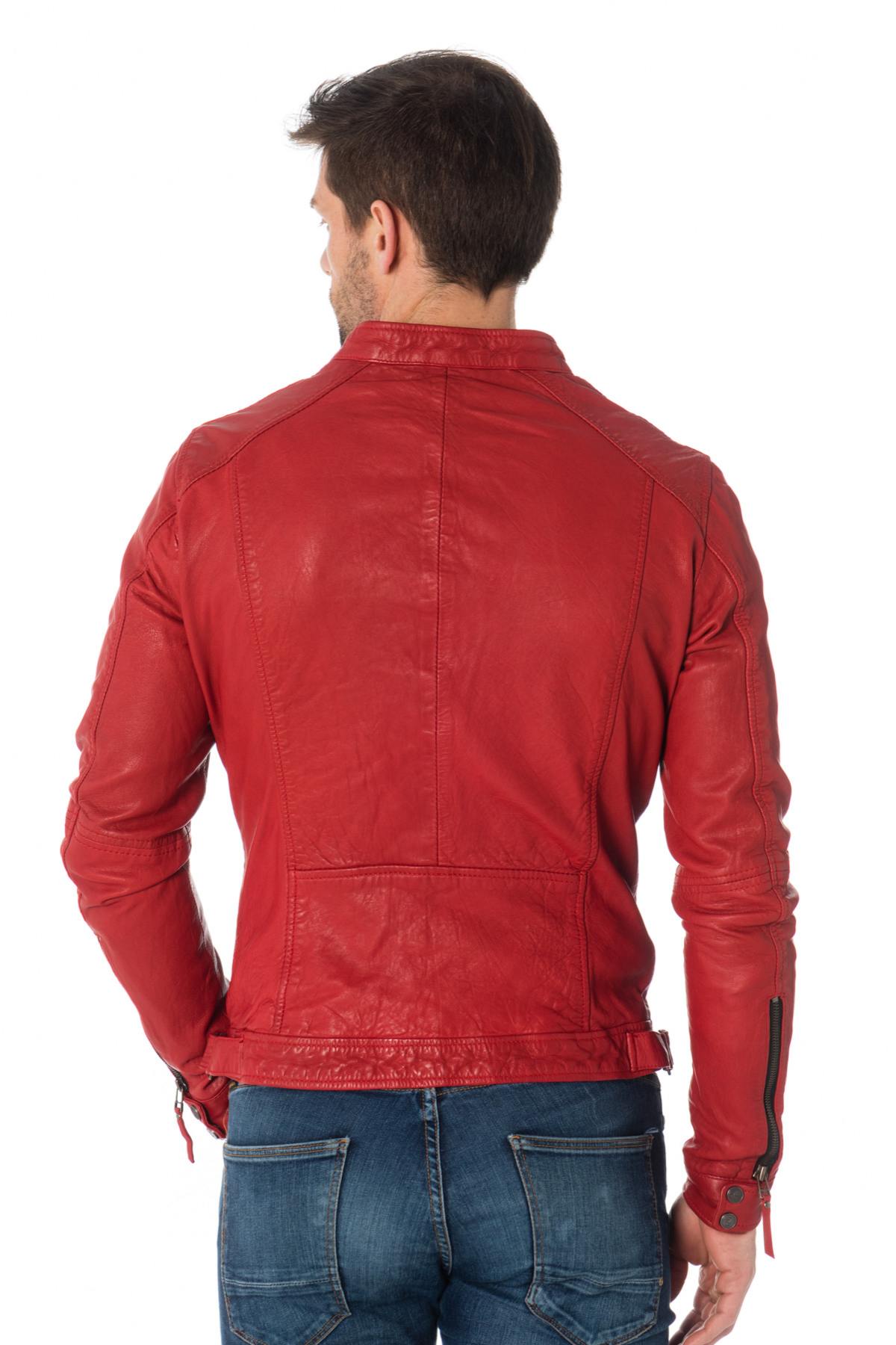 Cityzen red sheepskin leather jacket - Image n°6