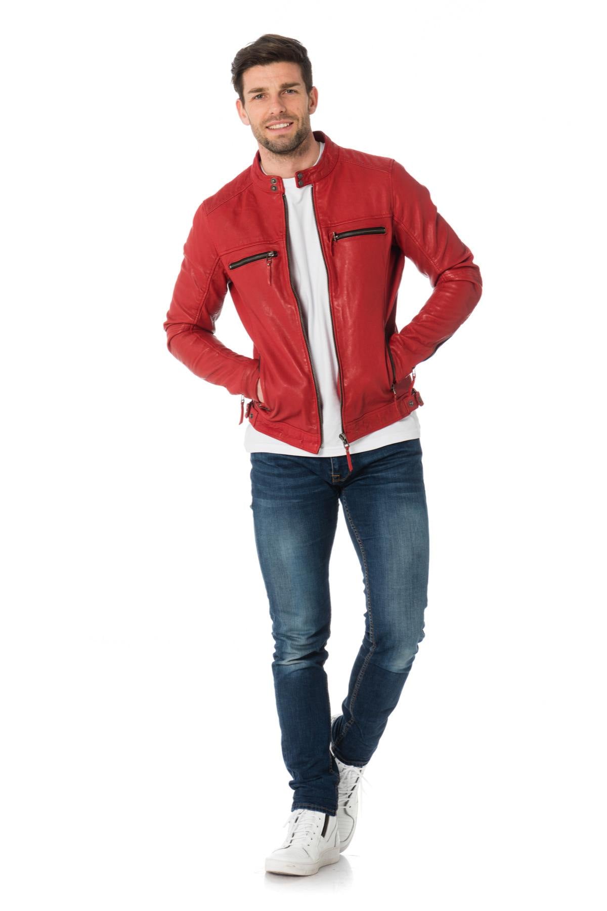 Cityzen red sheepskin leather jacket - Image n°9