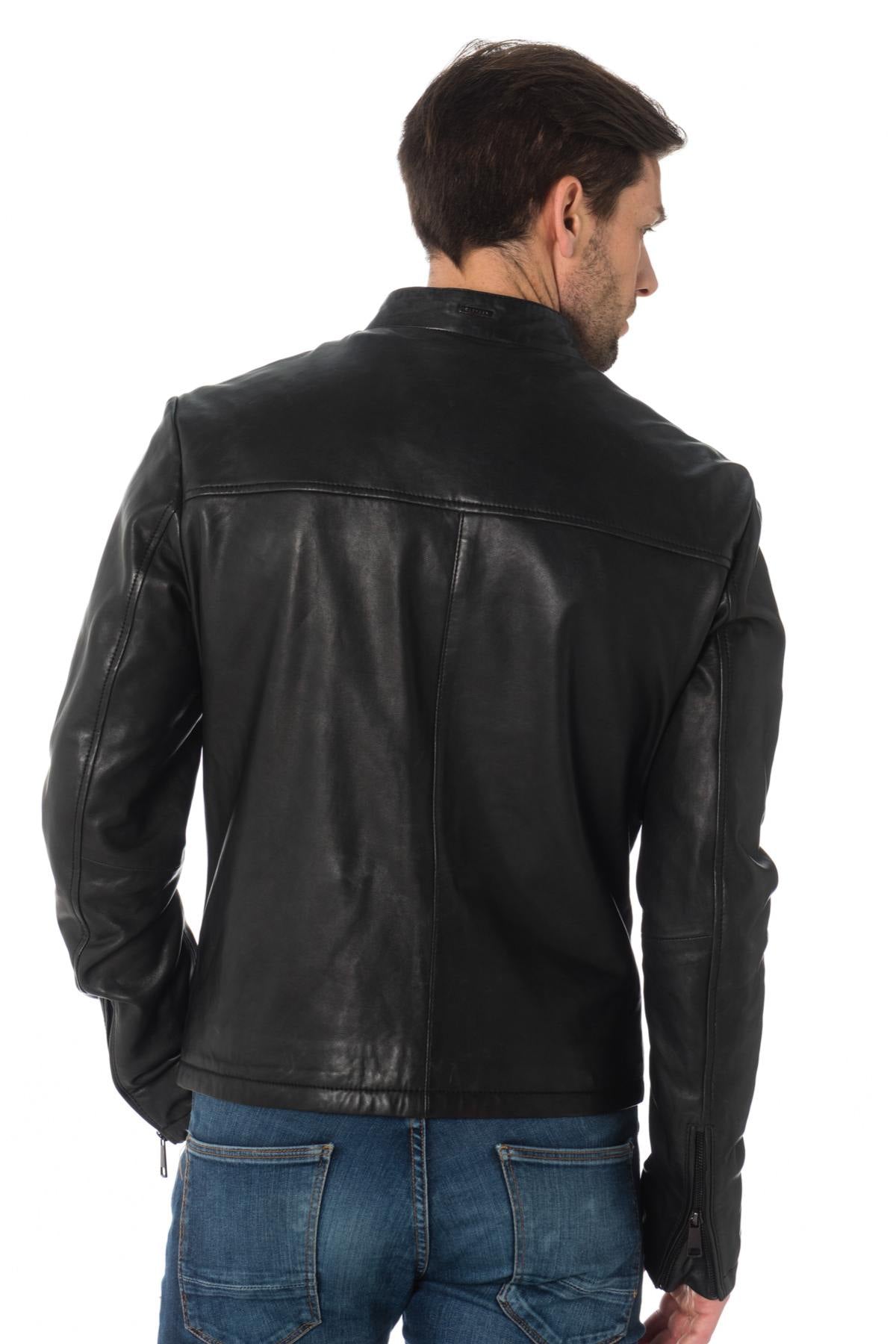  Black sheepskin leather jacket - Image n°4