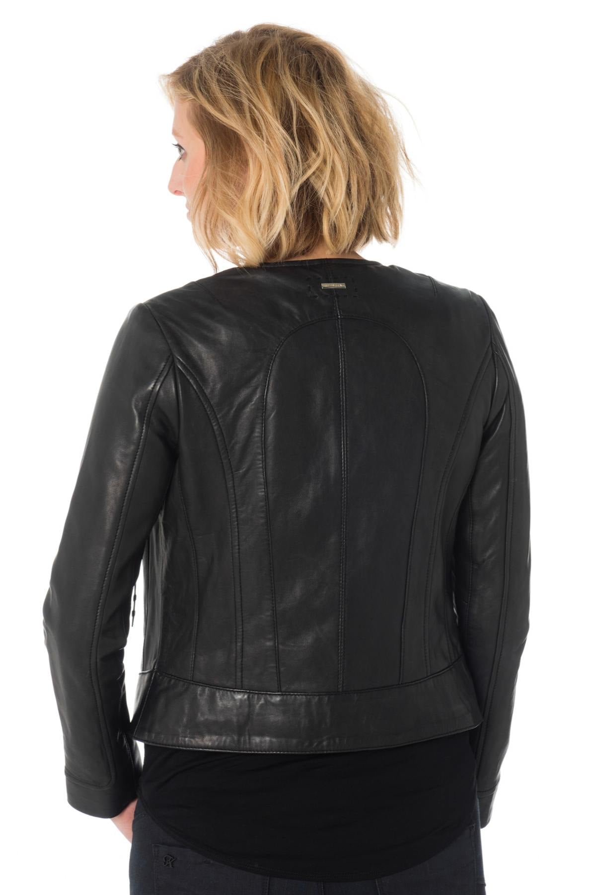 Spencer woman in black sheep leather - Image n°4