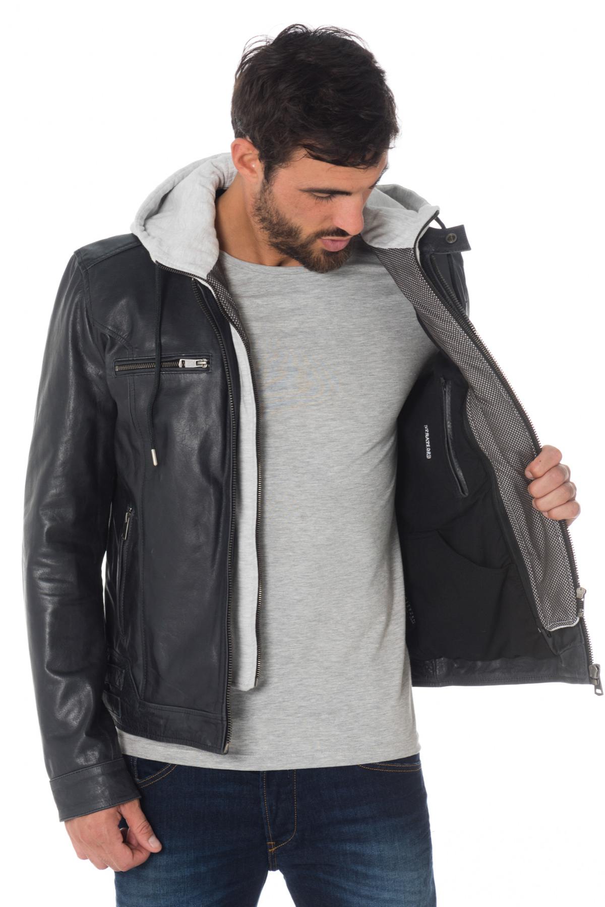 Buffalo leather jacket with hood - Image n°4