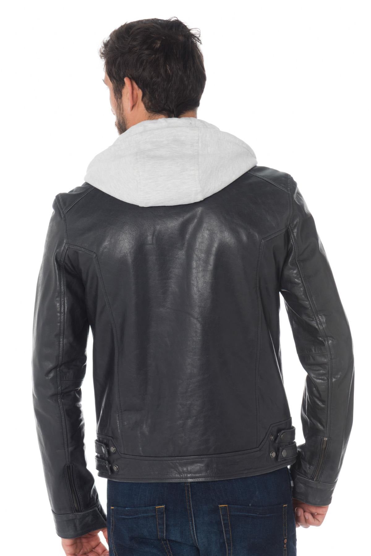 Buffalo leather jacket with hood - Image n°5