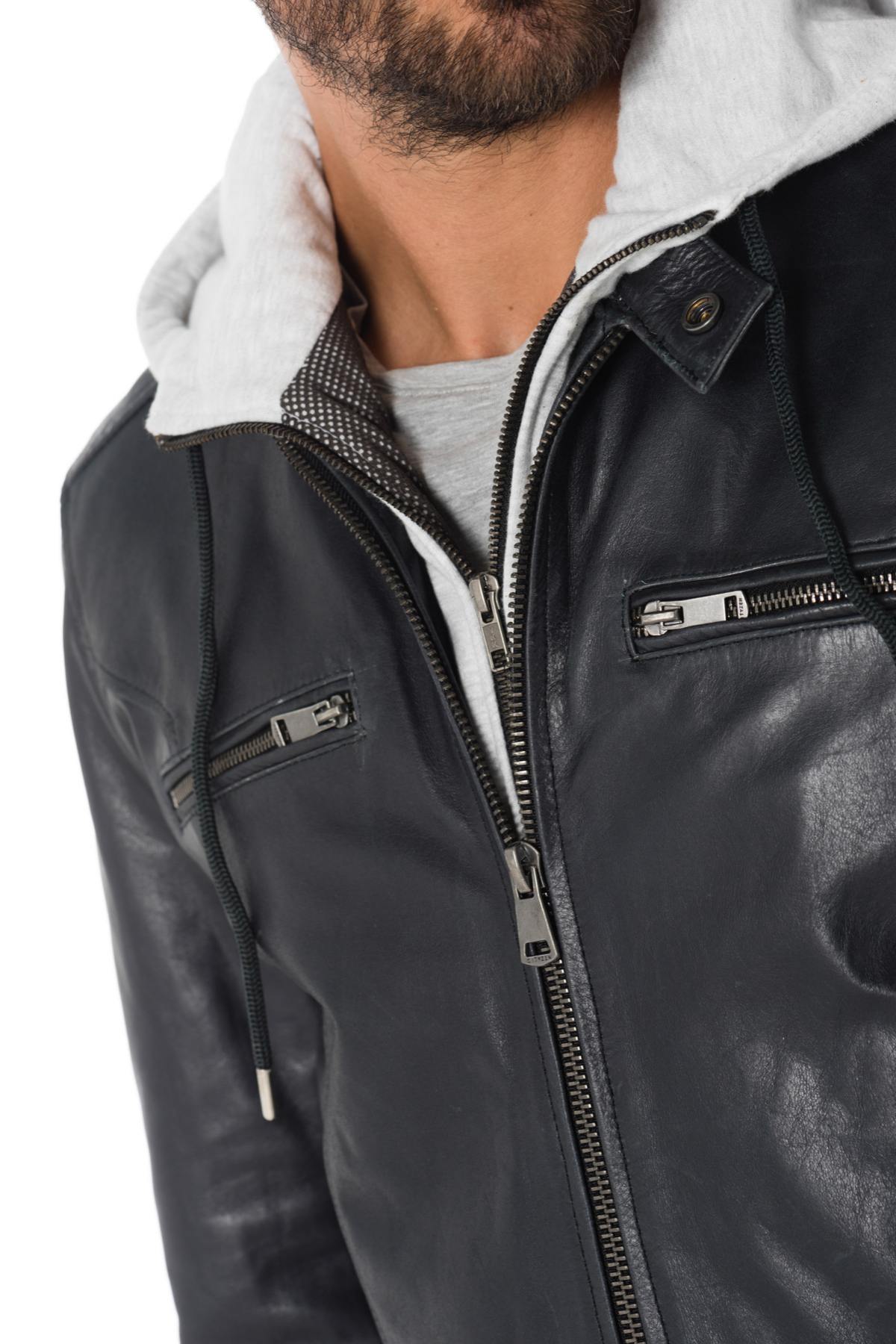 Buffalo leather jacket with hood - Image n°6