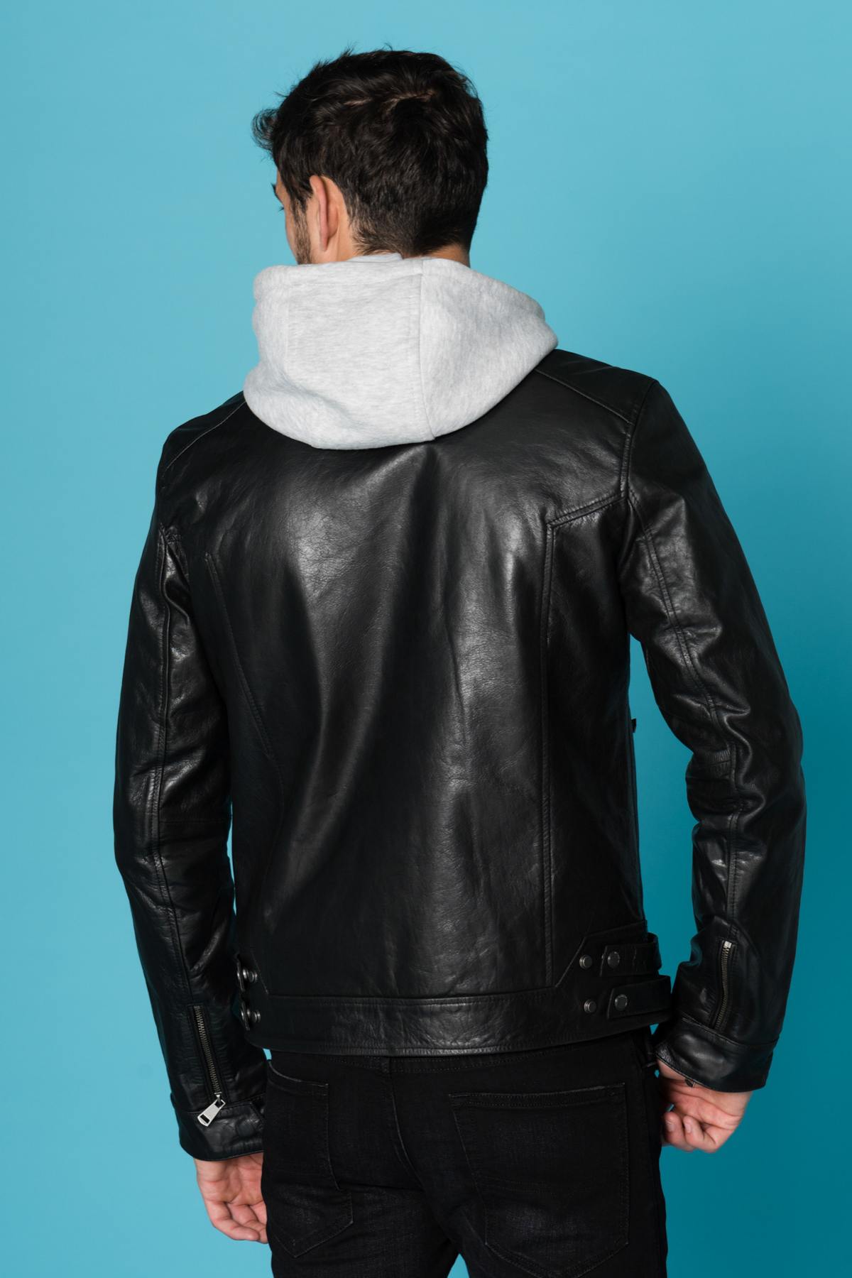 Black buffalo leather jacket with hood Cityzen - Image n°6