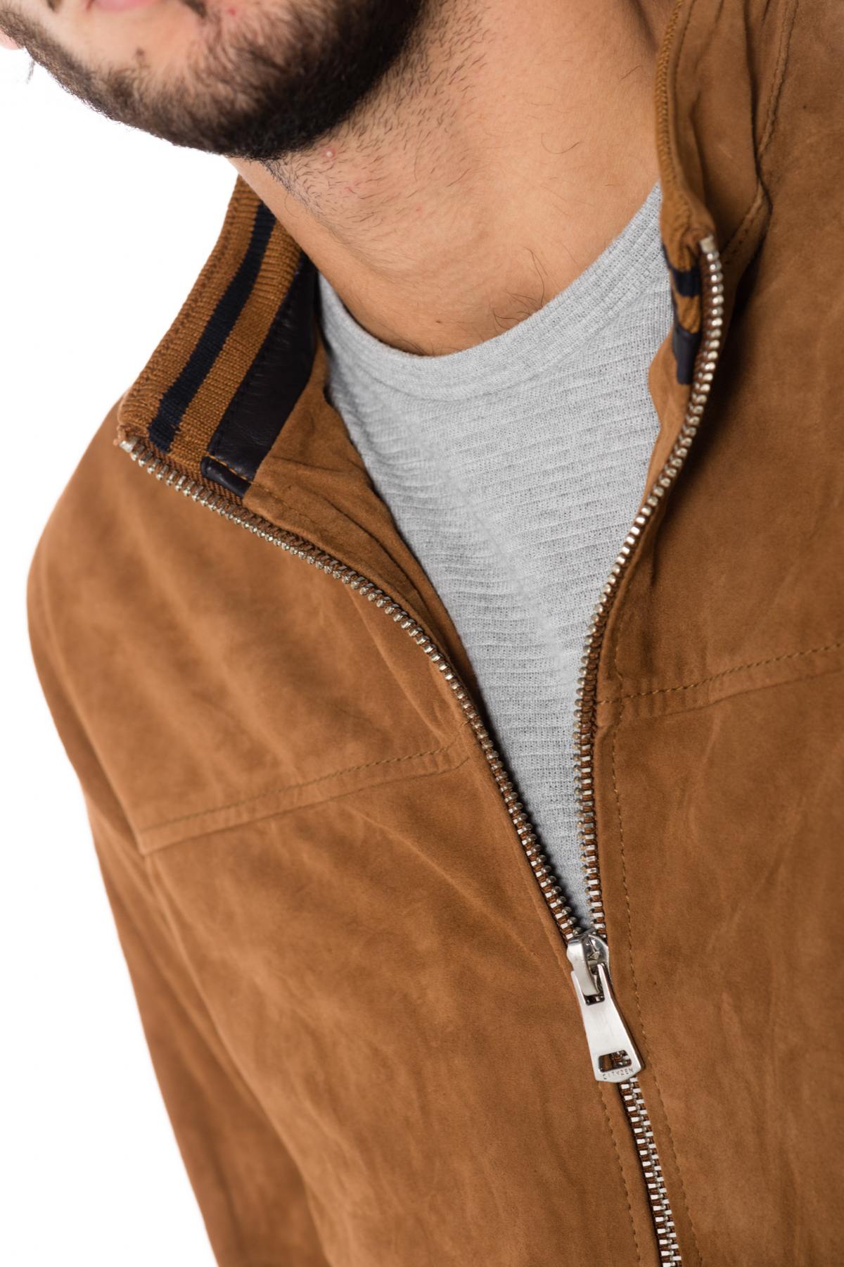 Cityzen men's tobacco-colored goatskin leather jacket - Image n°5