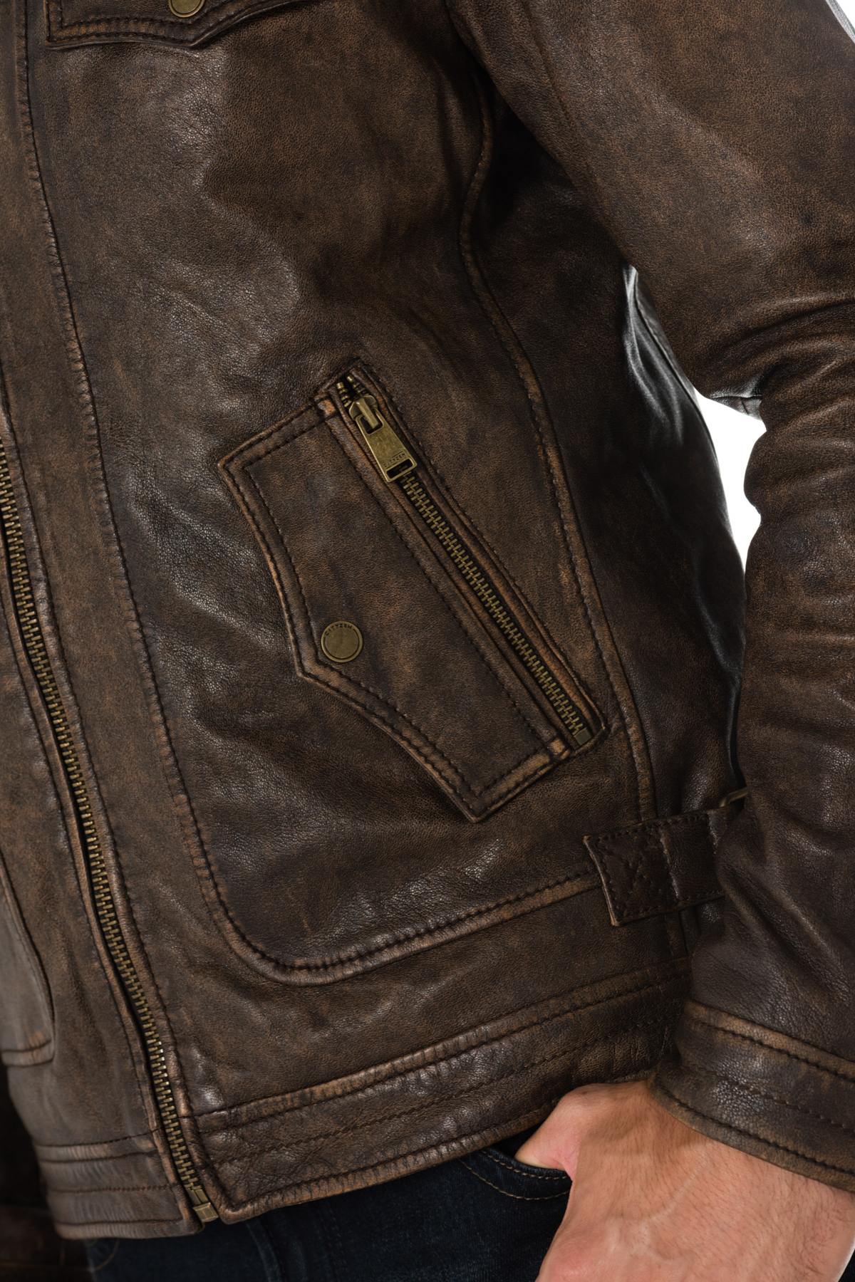 Cityzen vintage-look sheepskin leather jacket - Image n°5