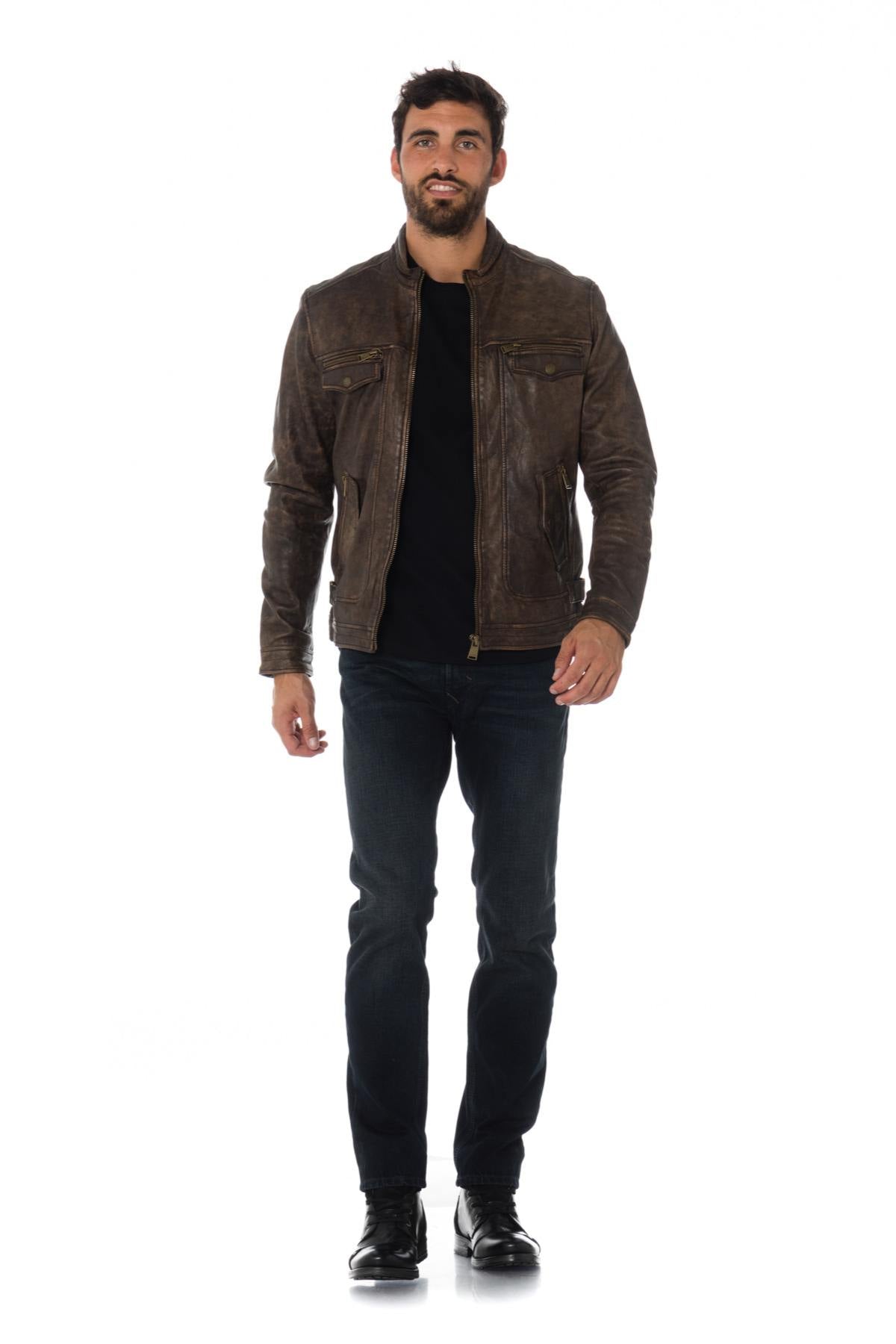 Cityzen vintage-look sheepskin leather jacket - Image n°2