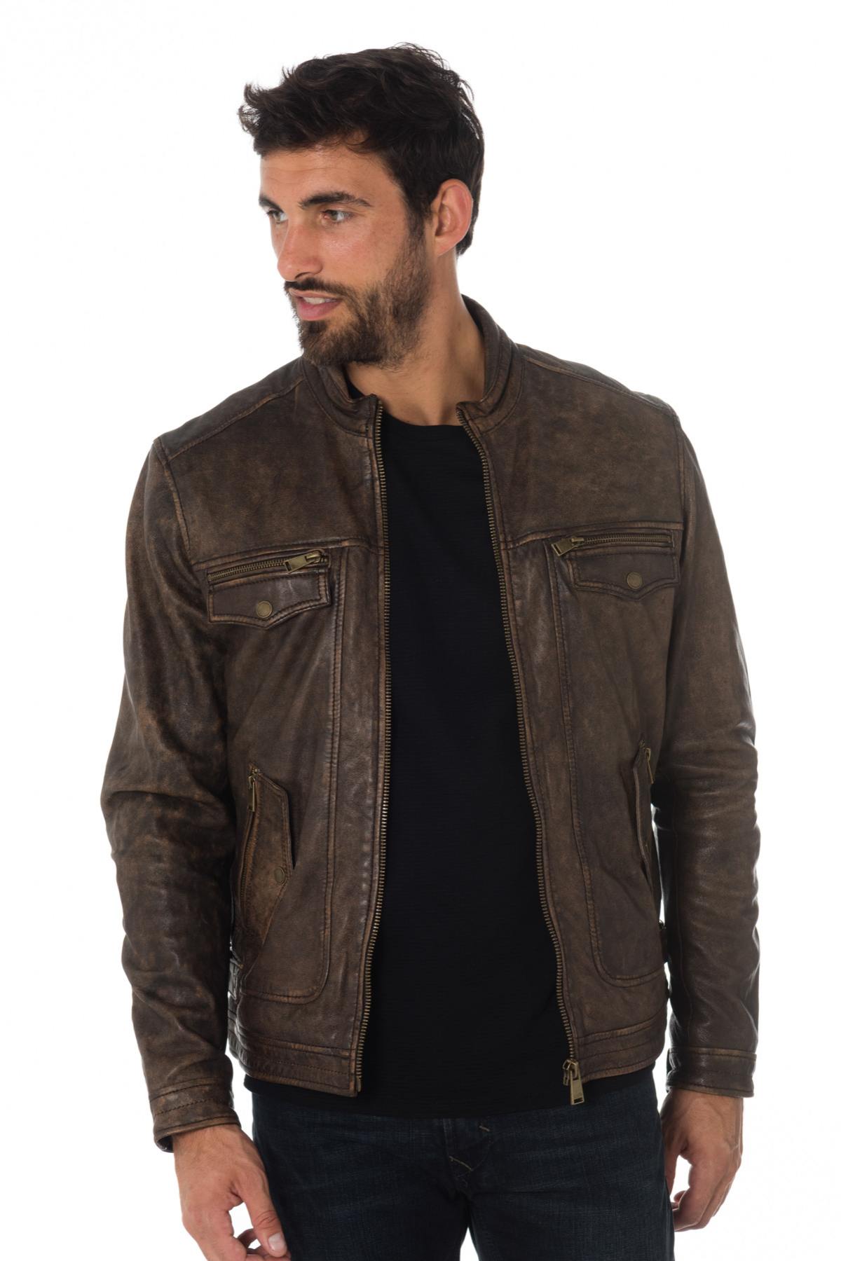 Cityzen vintage-look sheepskin leather jacket - Image n°3